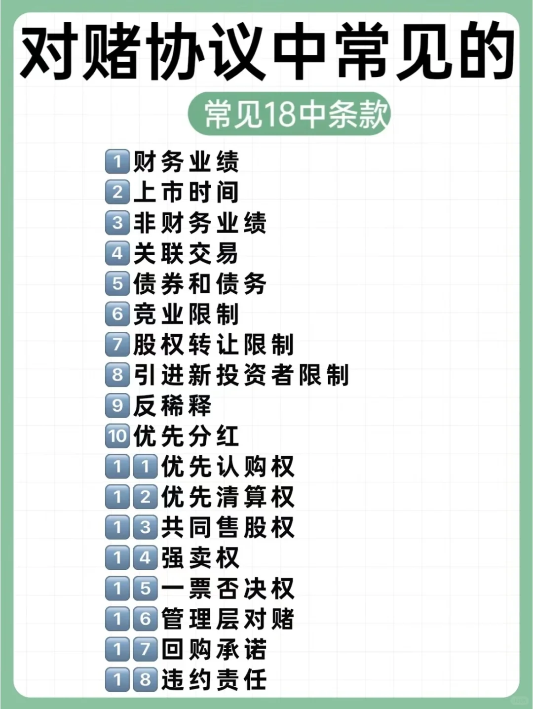 对赌协议中常见的18种条款！