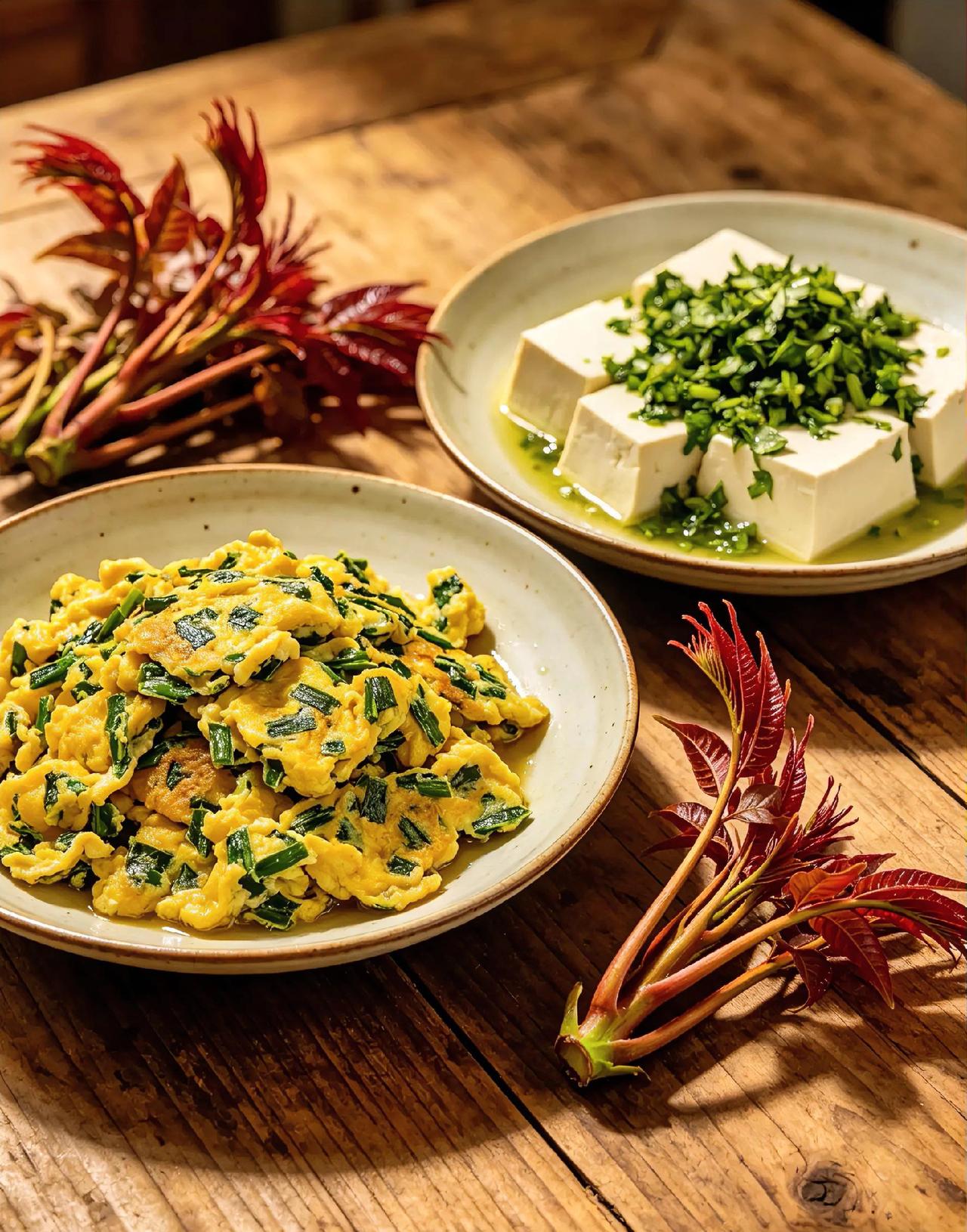 一口香椿，尝尽人间春色
 
春雨滋润枝头，鲜嫩香椿悄然上市，被誉为春天第一鲜。老