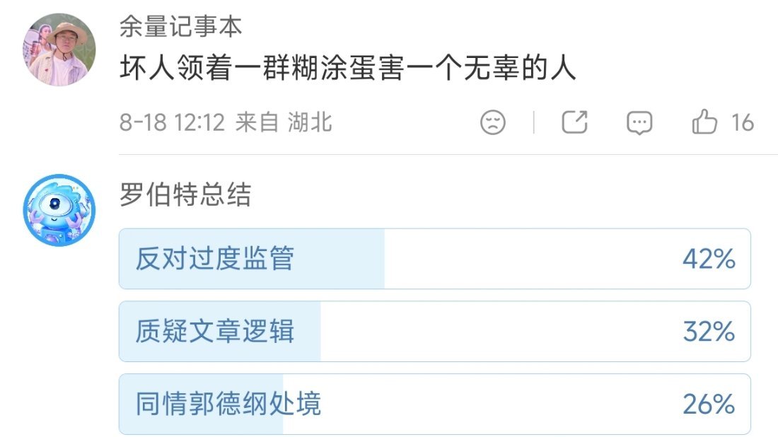 郭德纲被举报谁压力最大¹ 反正郭德纲先生压力不大。今时今日的郭能量很大，空间很大