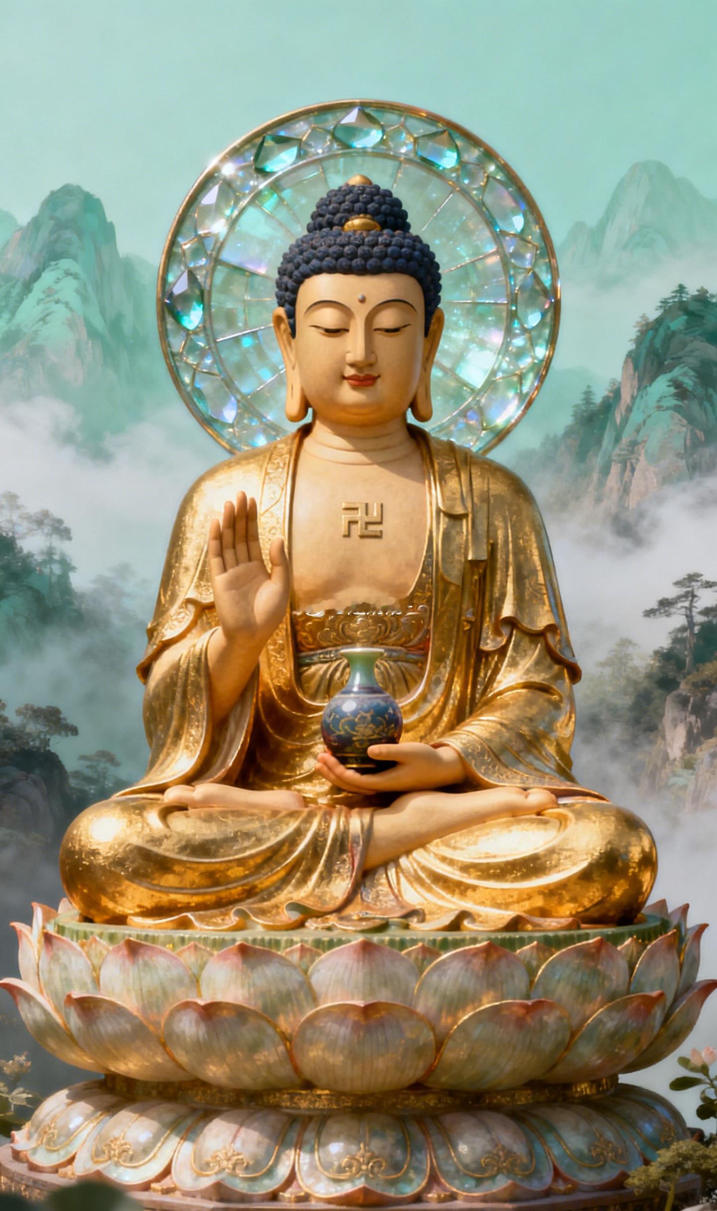 三伏天里送一场清凉，愿燥热者心静，焦灼者事缓，奔波者途顺。药师佛琉璃光护持，无有