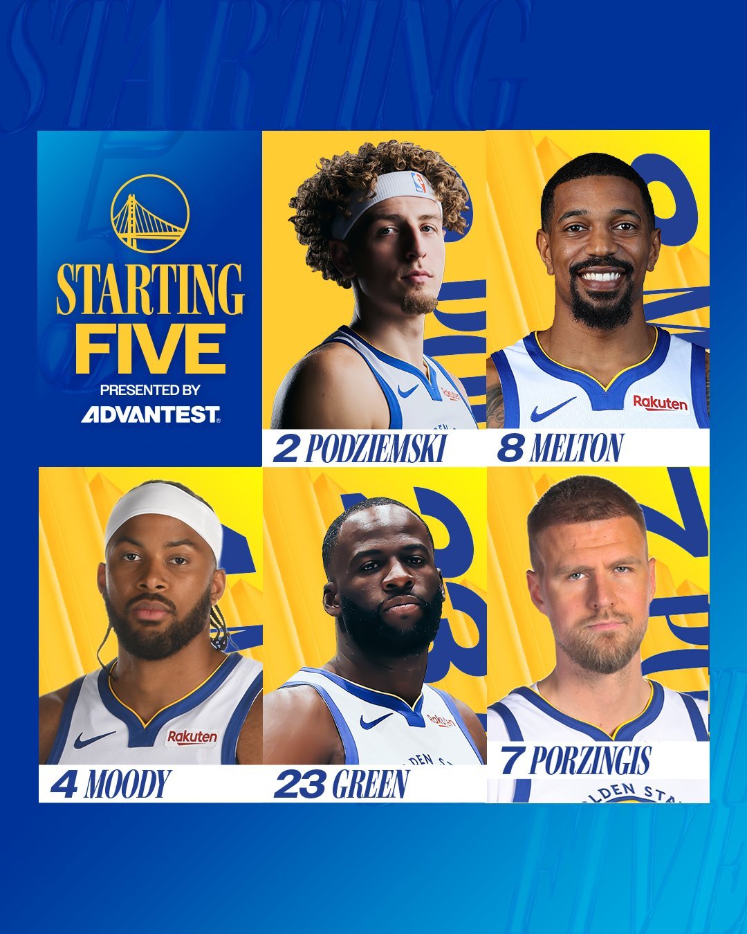 今日首发（穆迪复出）波杰 梅尔顿 穆迪 格林 铂金客场作战 愿球员们健康完赛金州