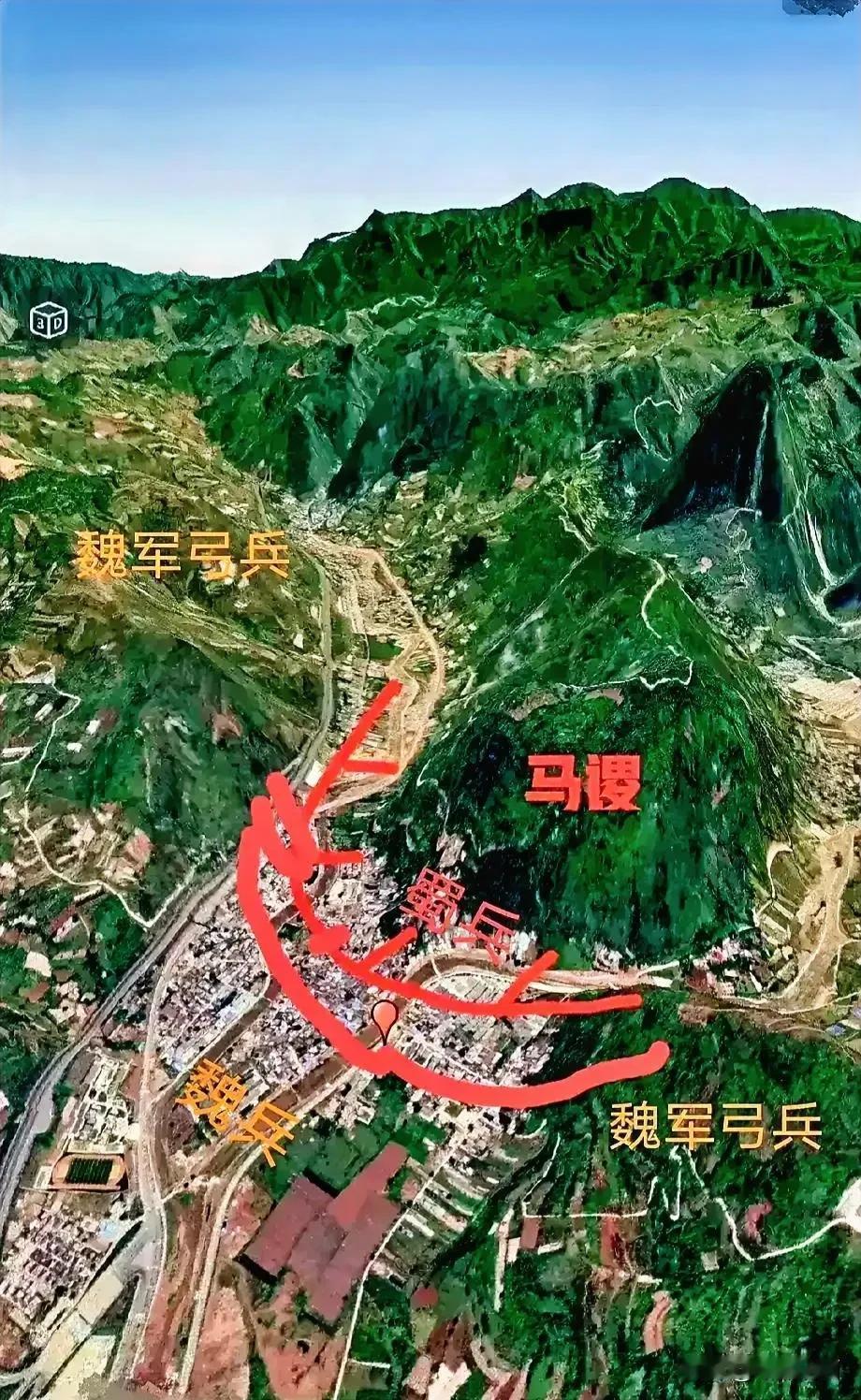 马谡失街亭是必然！
从地图上来看，马谡的部队街亭的位置，虽然居高临下，但左右前均