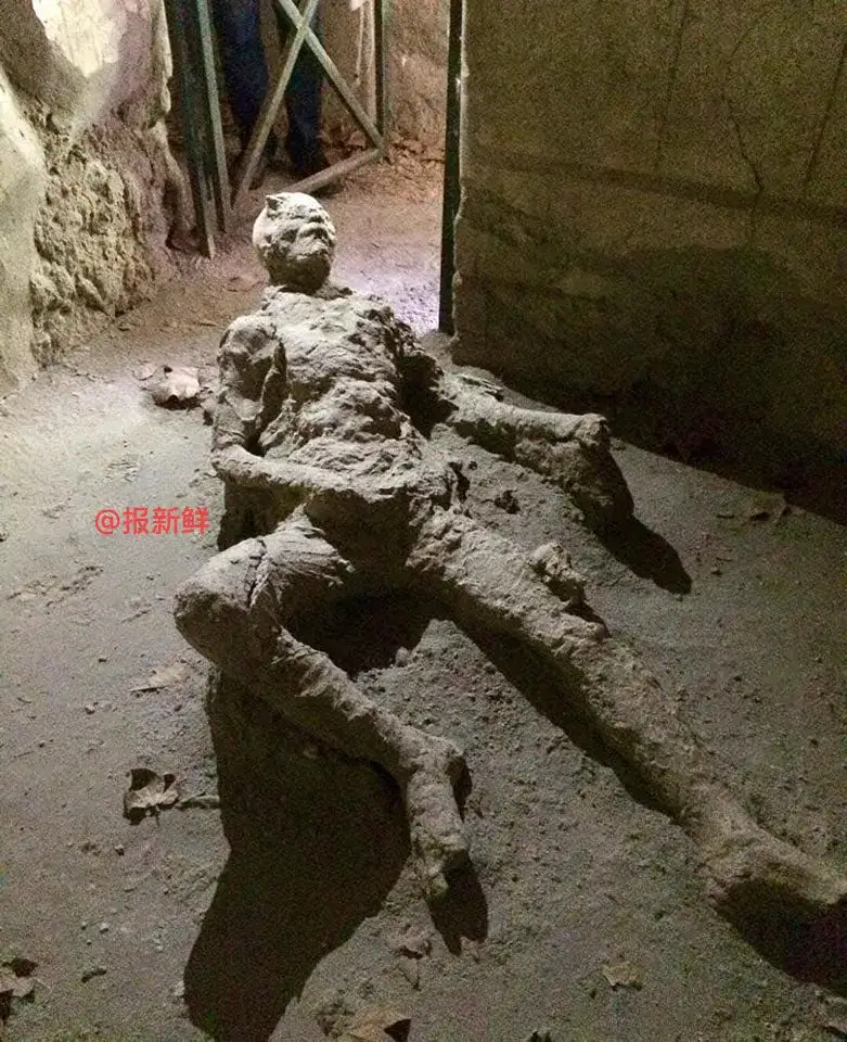 这尊庞贝遗骸，真实记录了一位公元79年维苏威火山爆发中的遇难者。表情很痛苦吧