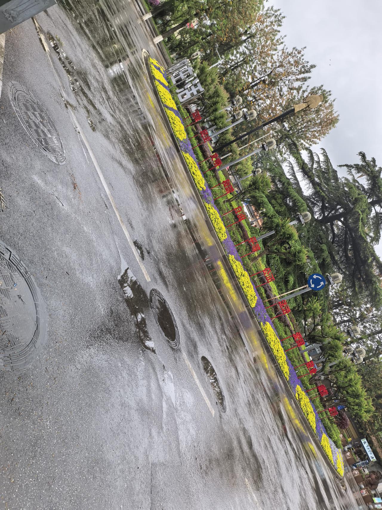 雨都停了半小时左右了，今天人们的在家里吗，到处空荡荡的，根本没有一点五一劳动节的