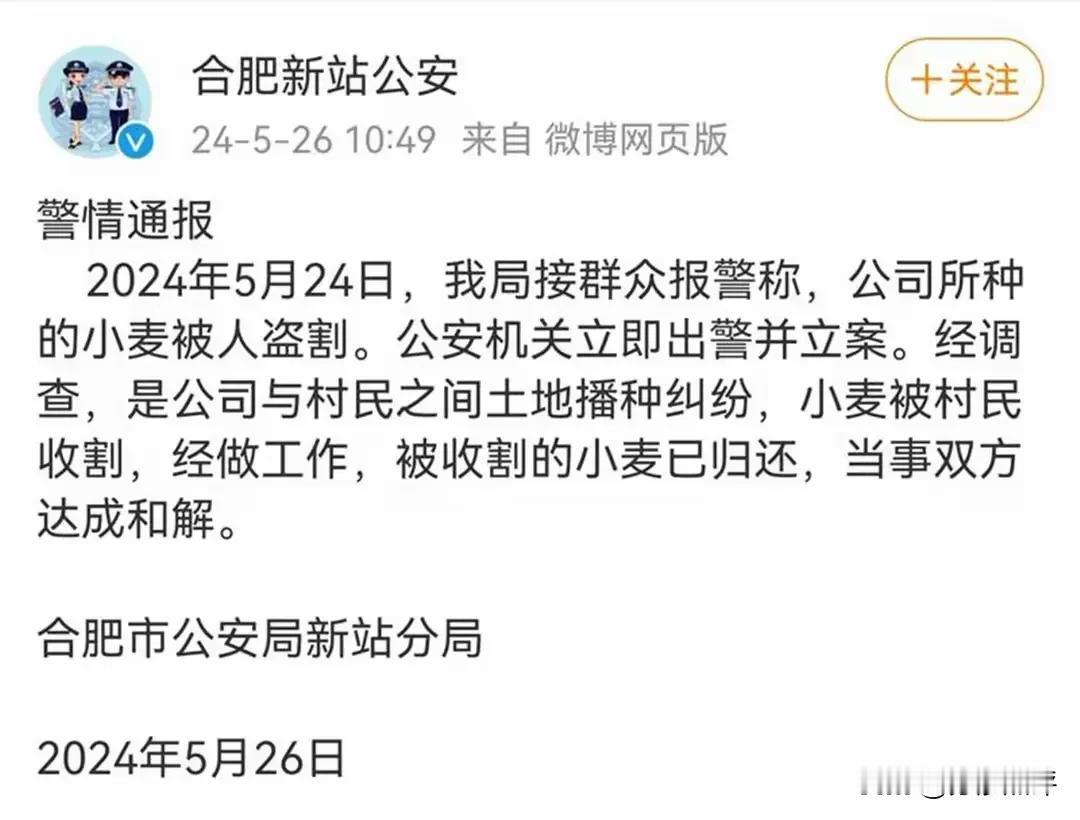 盗割小麦其实是承包商和农户的土地播种纠纷，承包商的操作手法和内蒙乌兰浩特左旗张氏