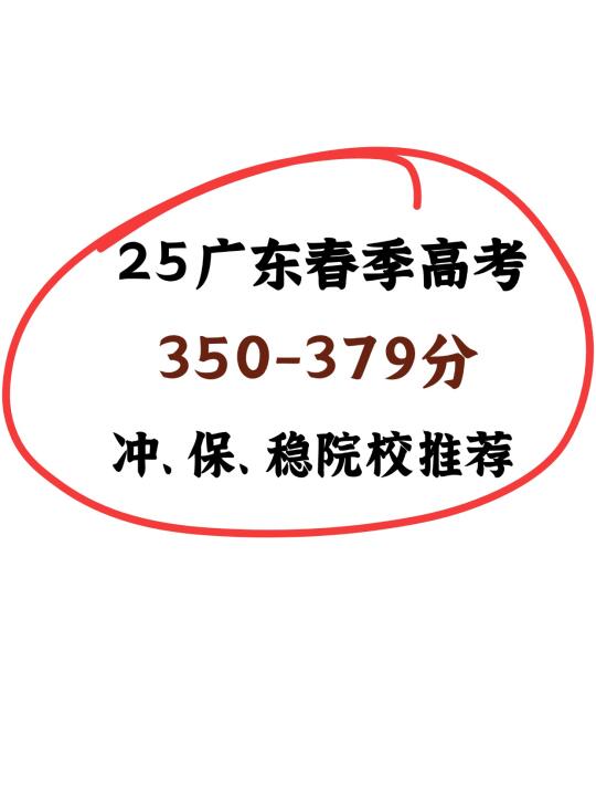 25广东春季高考|350-379分院校&专业推荐