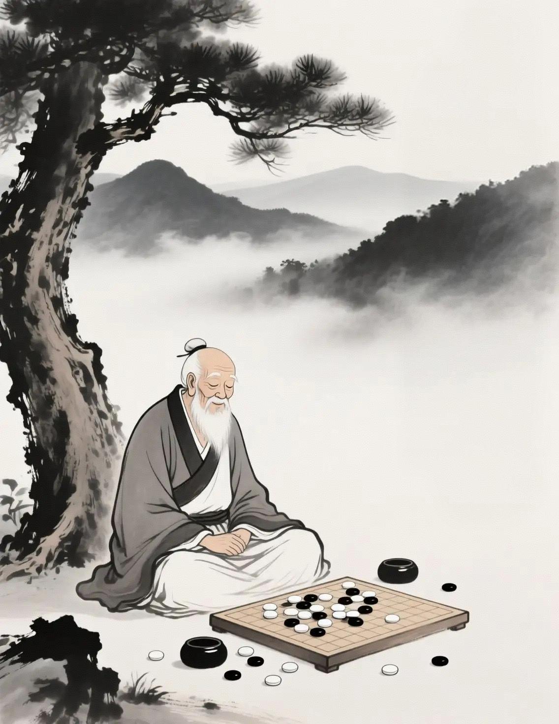 诗（悟）
​
​作者/凤非
​老翁树下对纹枰
​苦想千年看不清
​忽觉云深风过耳
