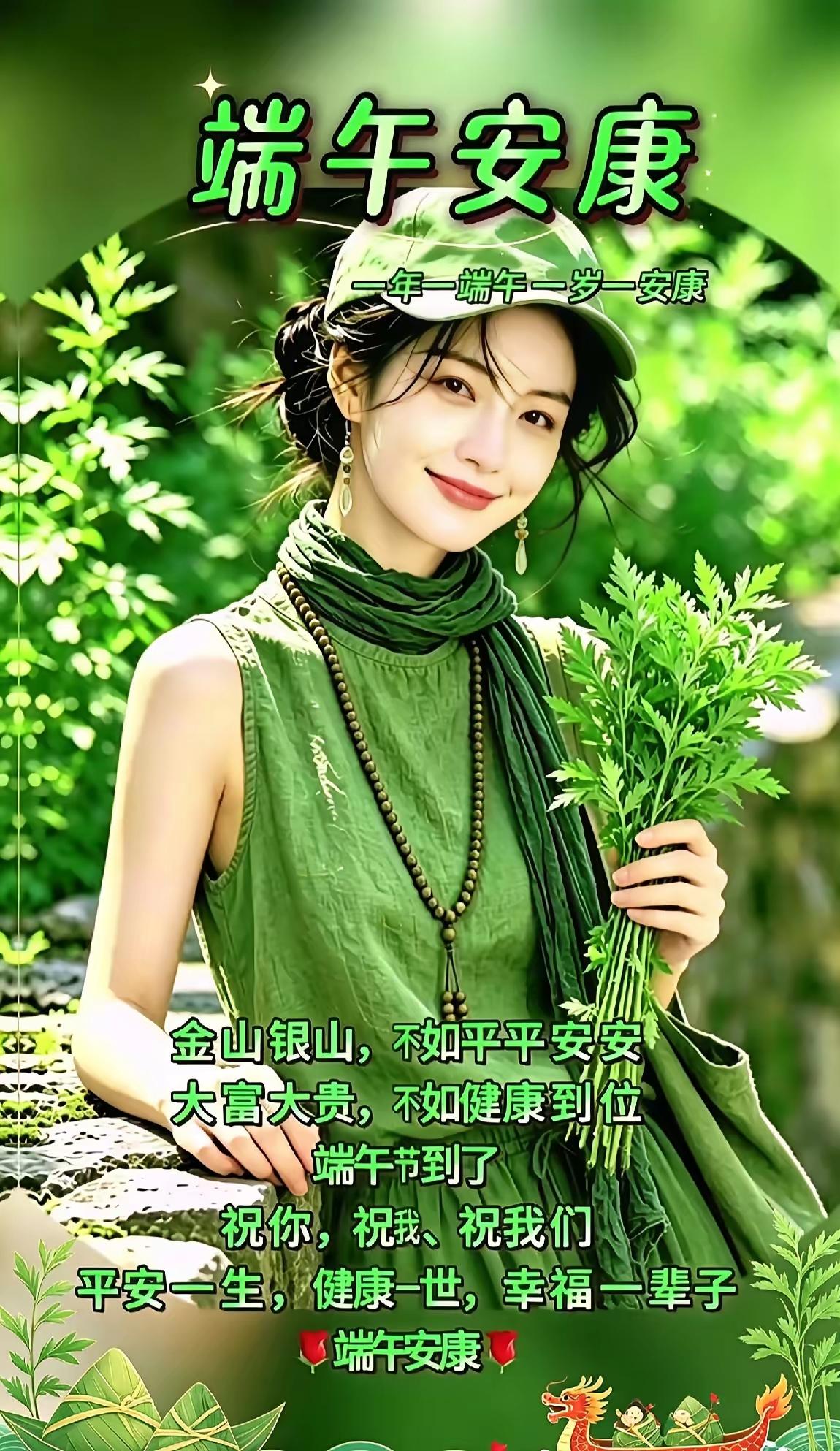 艾蒲悬门庭，芳气驱邪瘟
雄黄兑美酒，香粽缠彩绳
端午竞龙舟，原为怀直臣
诗魂归离