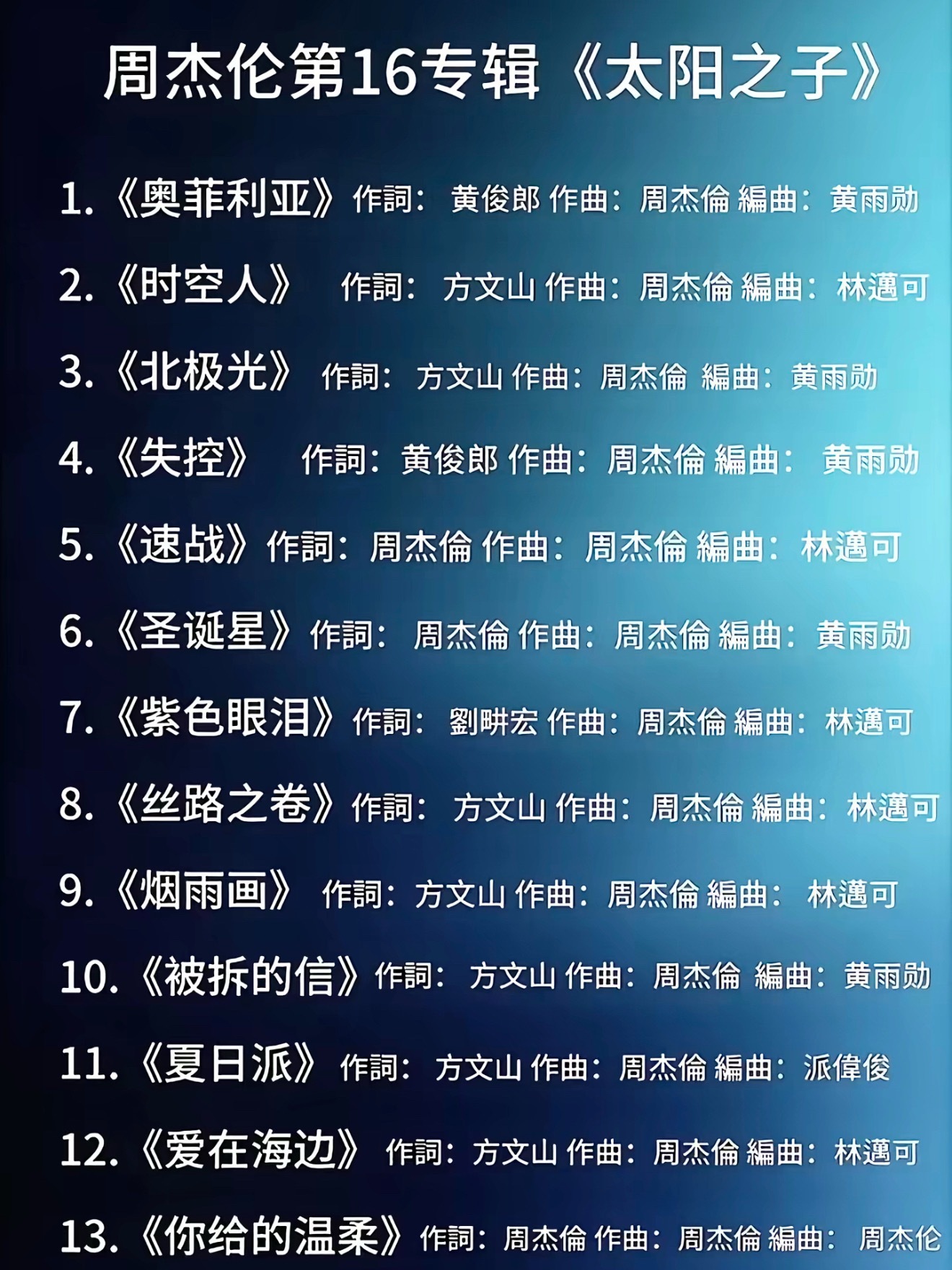 好期待周杰伦的新专辑太阳之子啊！！！感觉热搜会爆一整天。到时候肯定会有难听的爆热