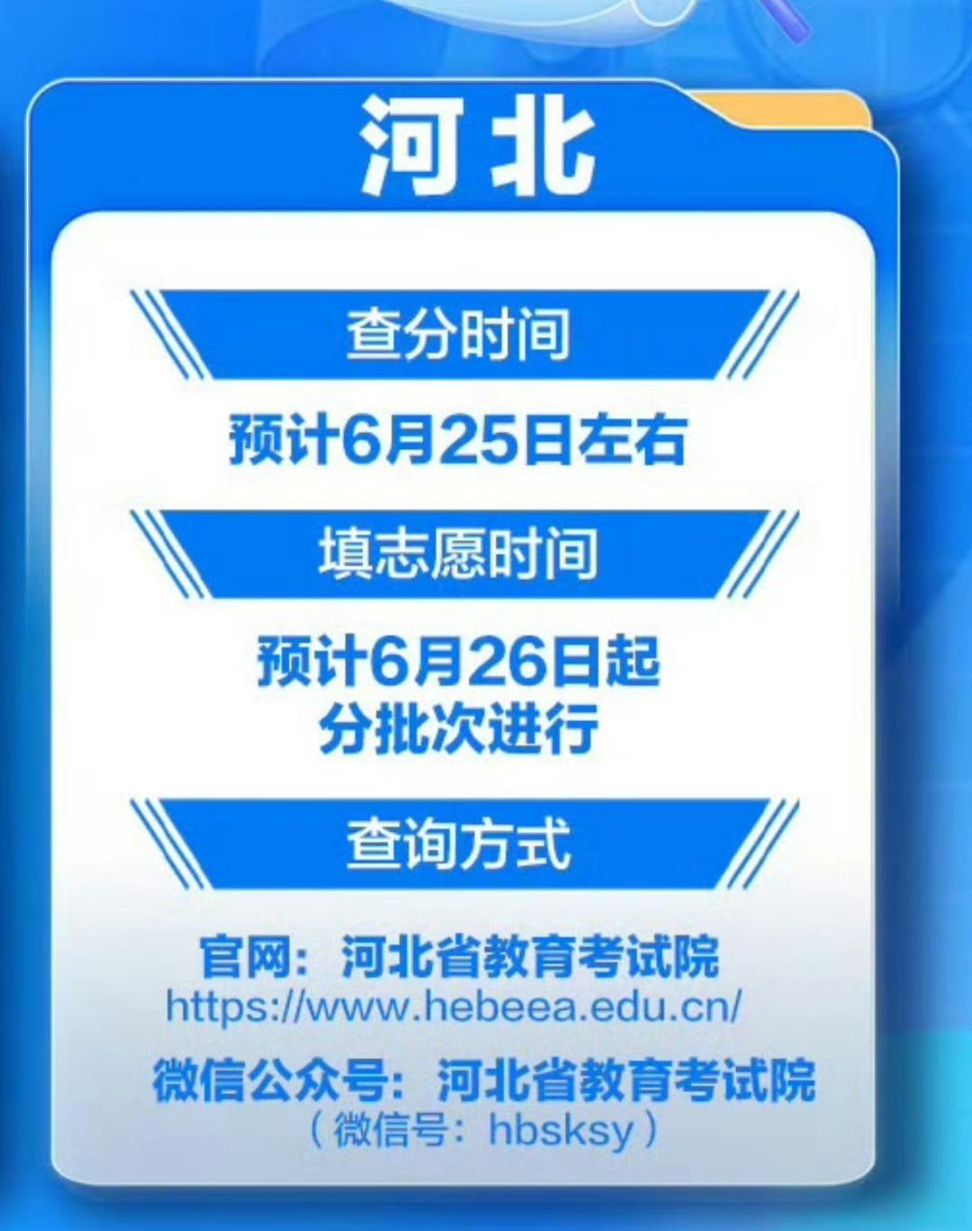 2026年高考河北省查分时间→