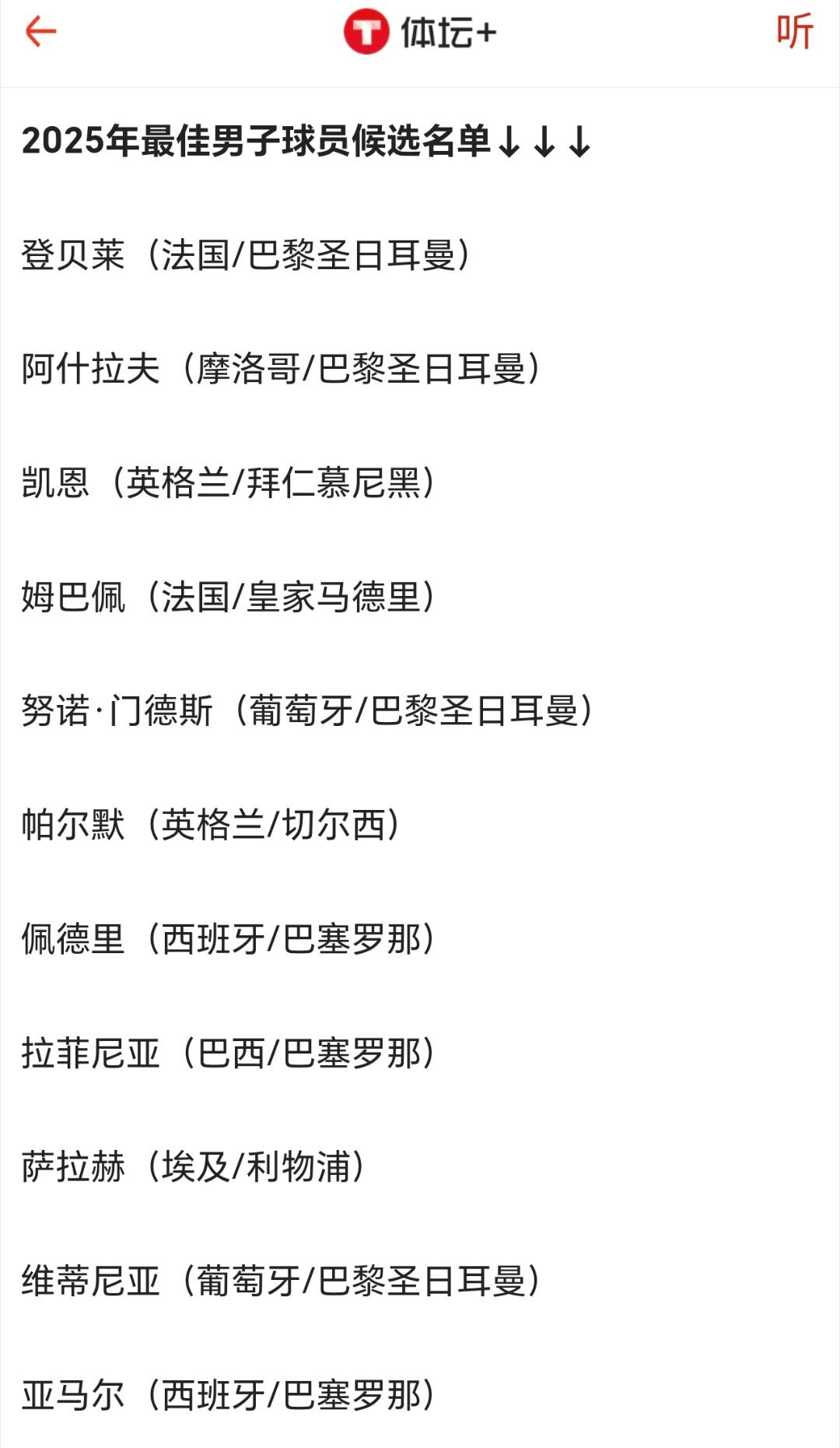 世界足球先生开评，登贝莱能再下一城吗？可惜登贝莱最近一直有伤，不能为自己拉票。 