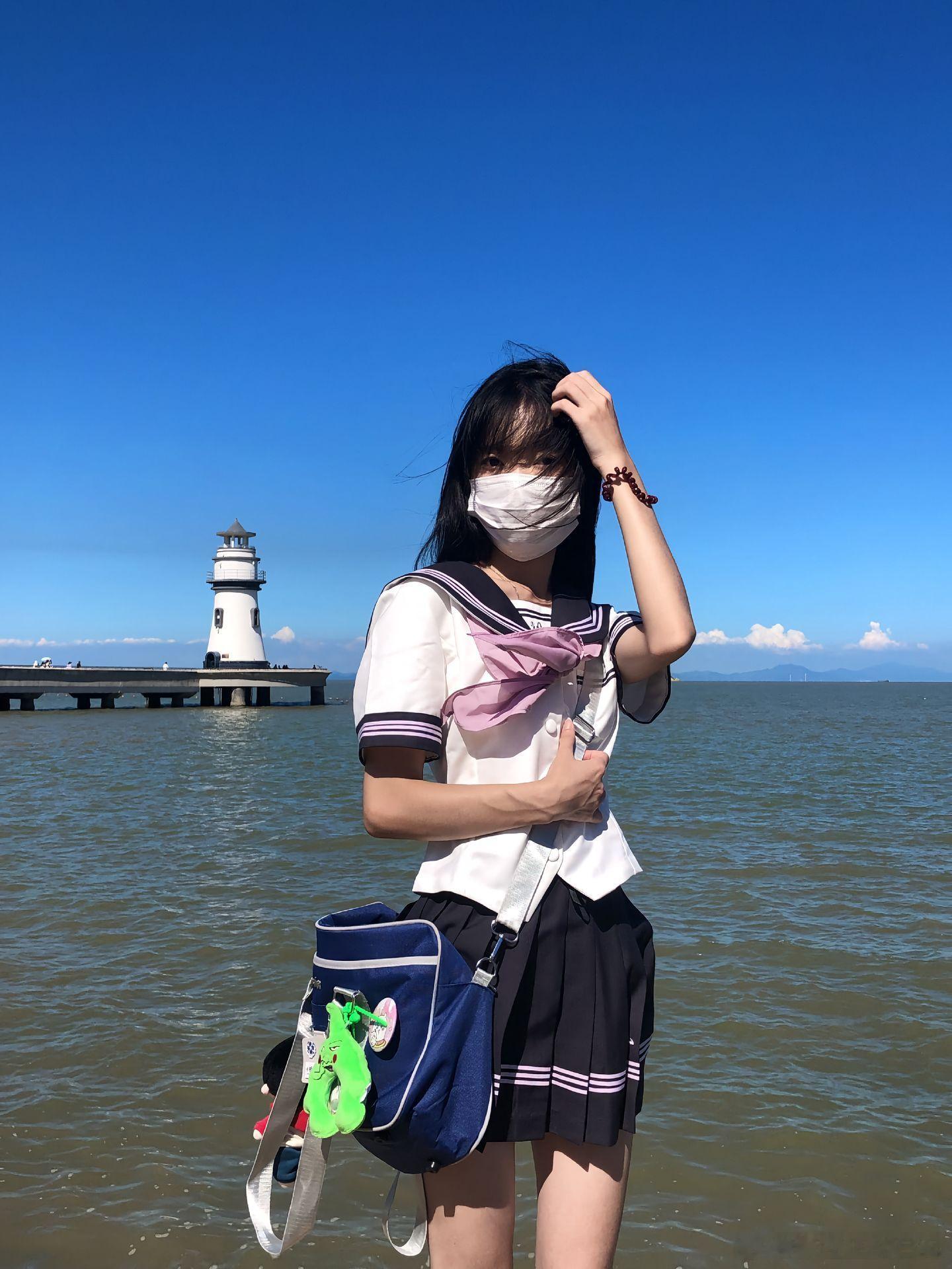 jk私影[超话] 海边邂逅JK女孩美女精彩人像[超话] ​​​