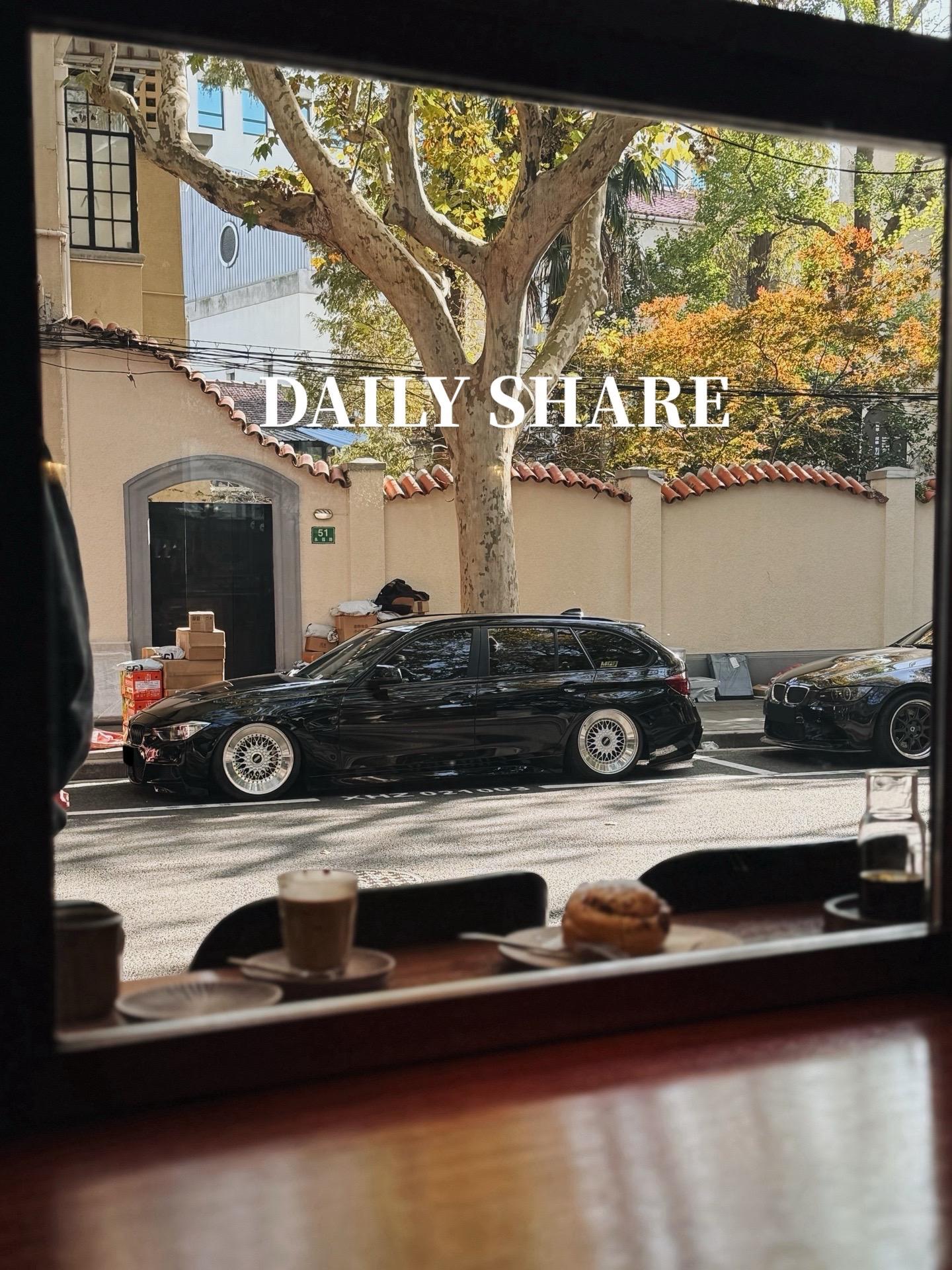 周日 早咖 落叶 车与阳光