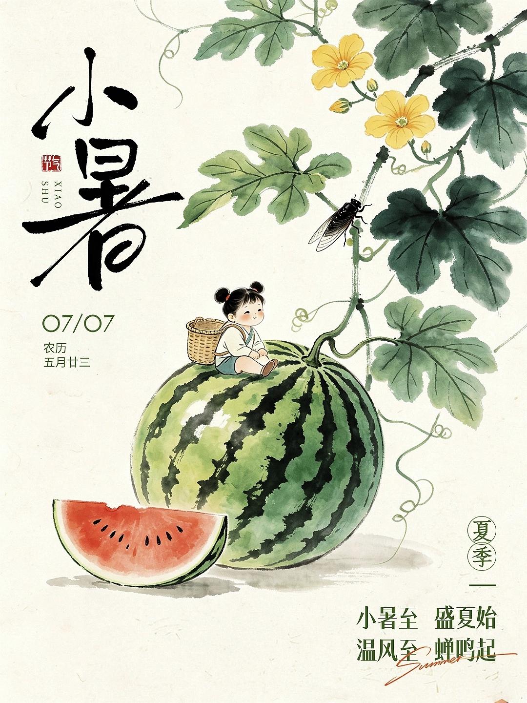 7月7日迎来小暑节气，盛夏的热闹正式登场。老话讲小暑过，一日热三分，温热晚风席卷