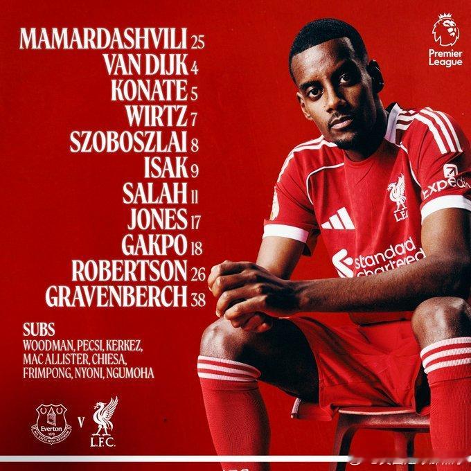 德比战埃弗顿vs利物浦 首发阵容⬇️ 21:00开赛！埃弗顿首发：1-皮克福德、