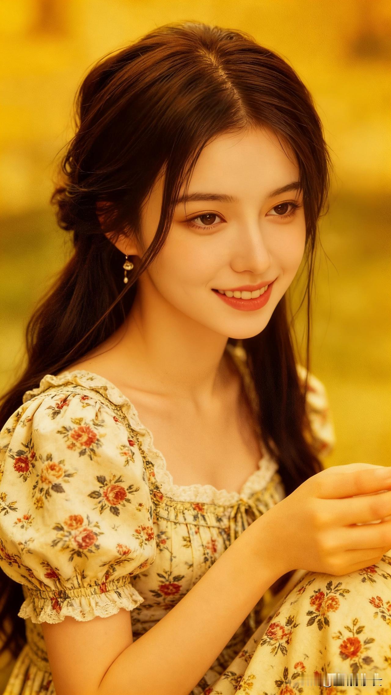 清辉照人，玉颜含笑。