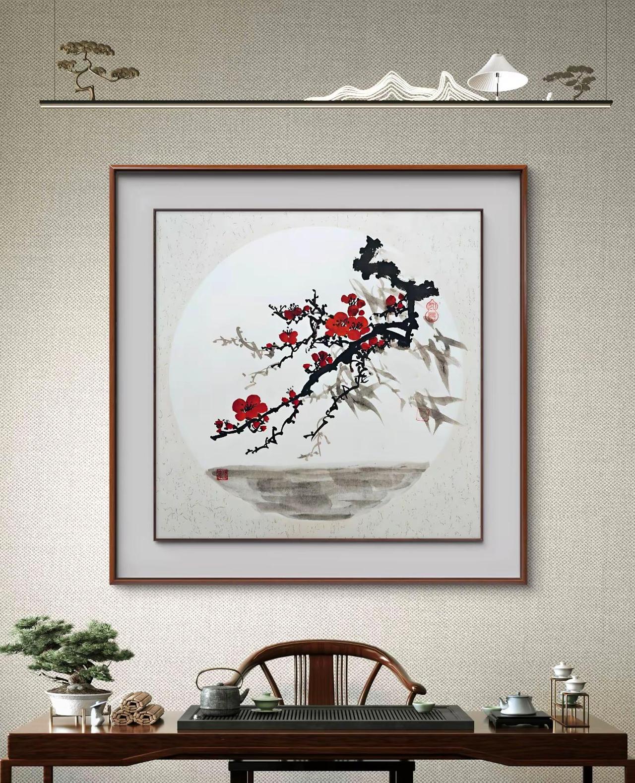 国画红梅 写意梅花 水墨画 国画梅花欣赏