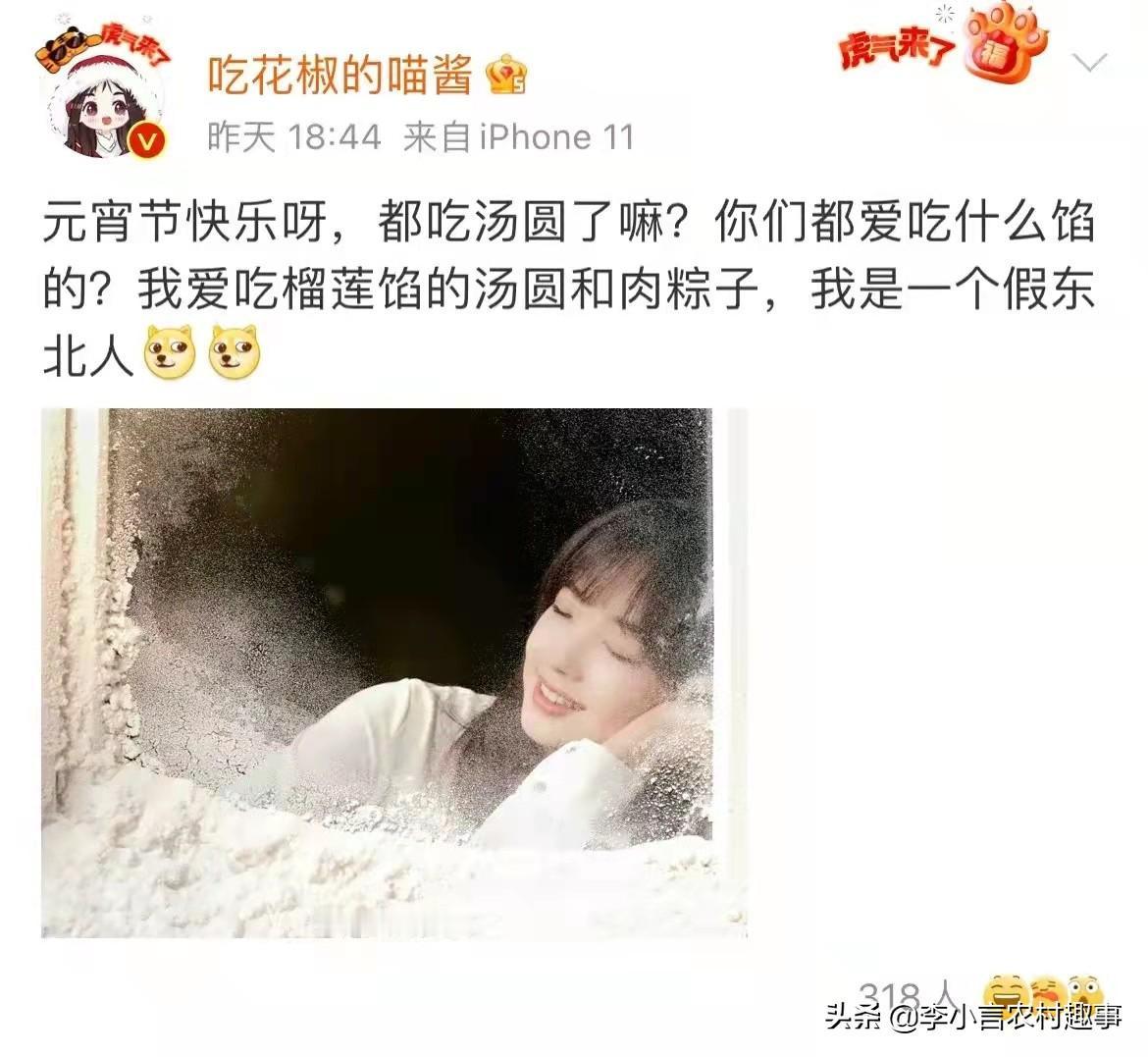 前几天是元宵节，央视那个特别可爱的主持人王冰冰问网友：你们都爱吃什么馅的汤圆？我