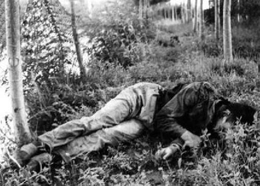 1983年，“悍匪”王宗坊被击毙后蜷缩在地上，已经失去了生命体征，他的身体已经瘦