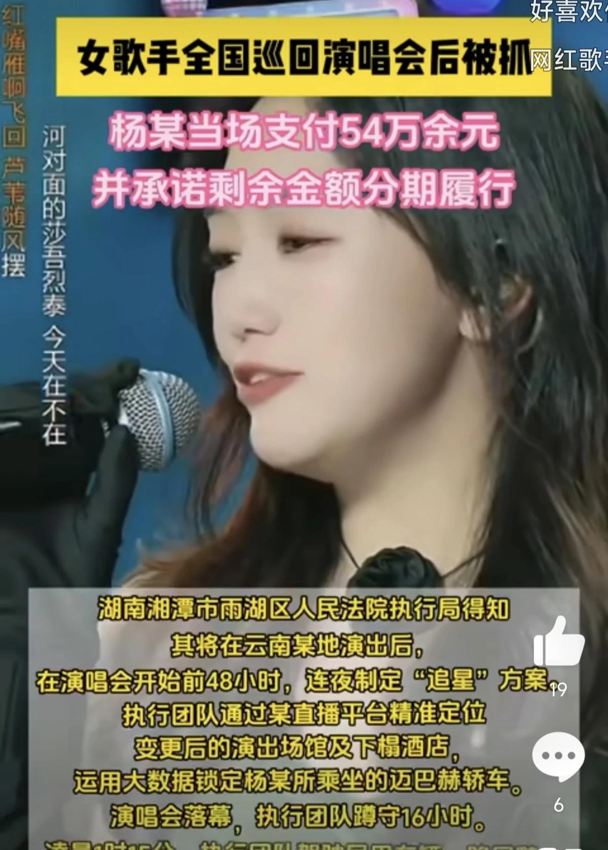 《假爸爸》电影现实版！网红大V 百万粉丝女歌手杨某，全国巡回演唱会后被抓！
湖南