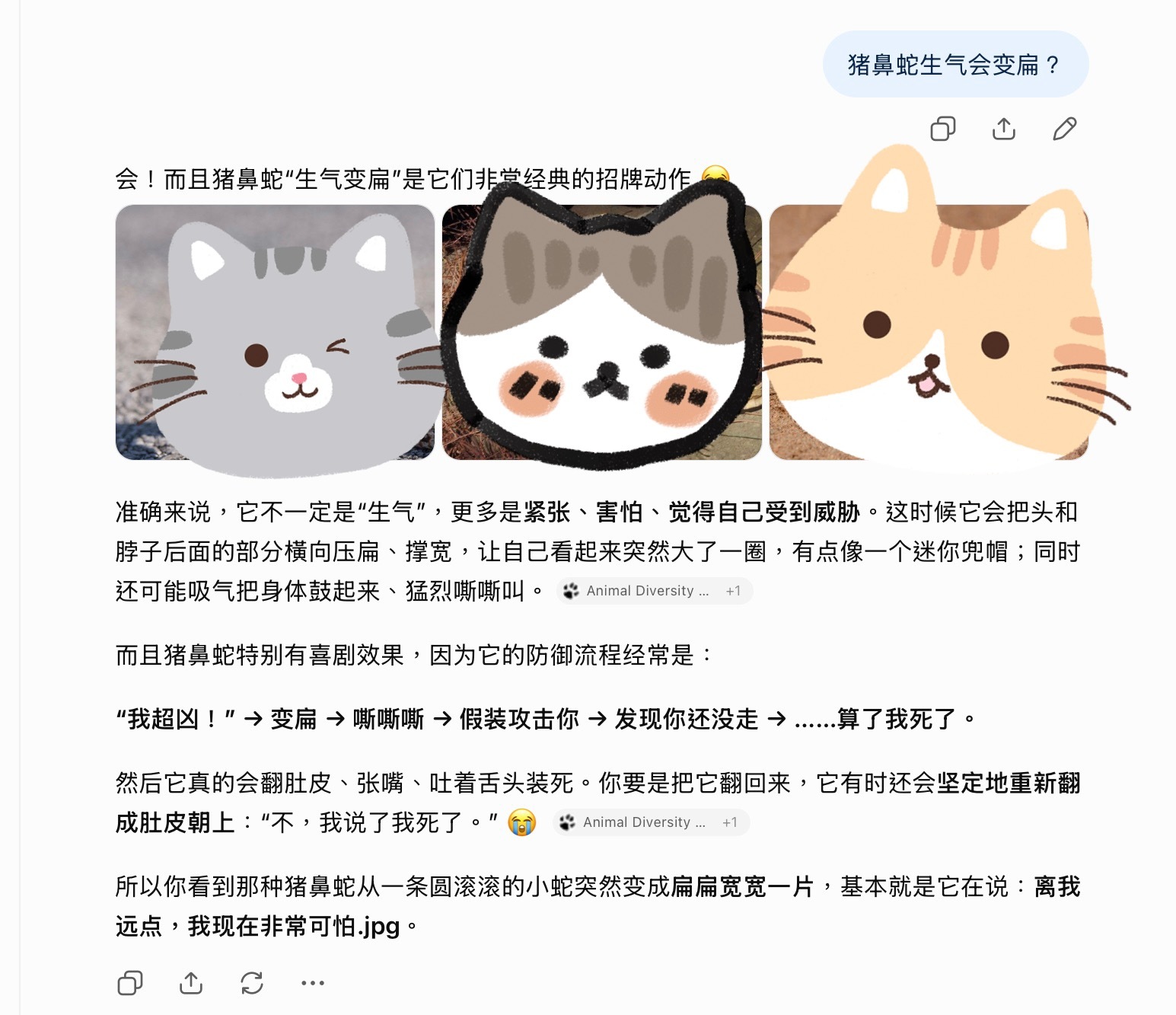 刚刷到，猪鼻蛇生气时会变扁代海盐了