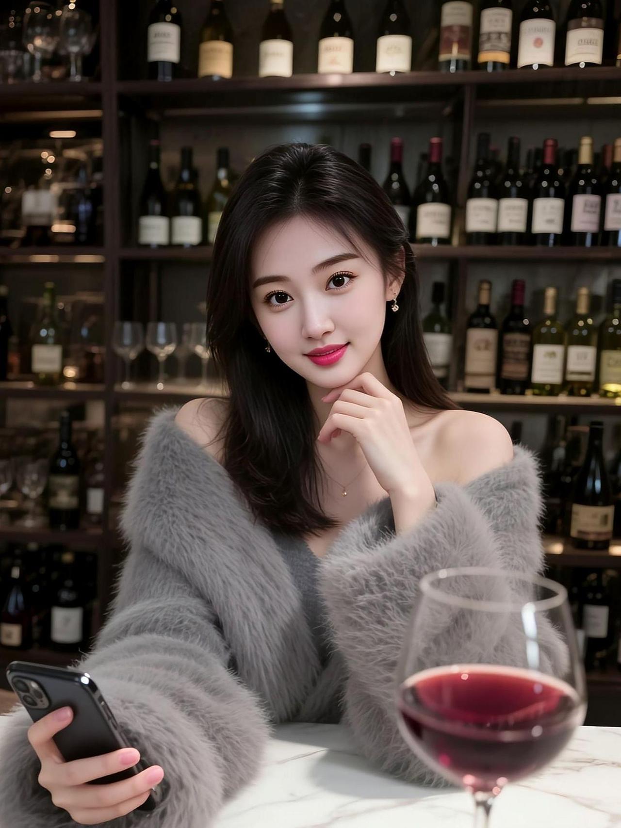 AI酒窖氛围感自拍 抖音ai创作 高颜值