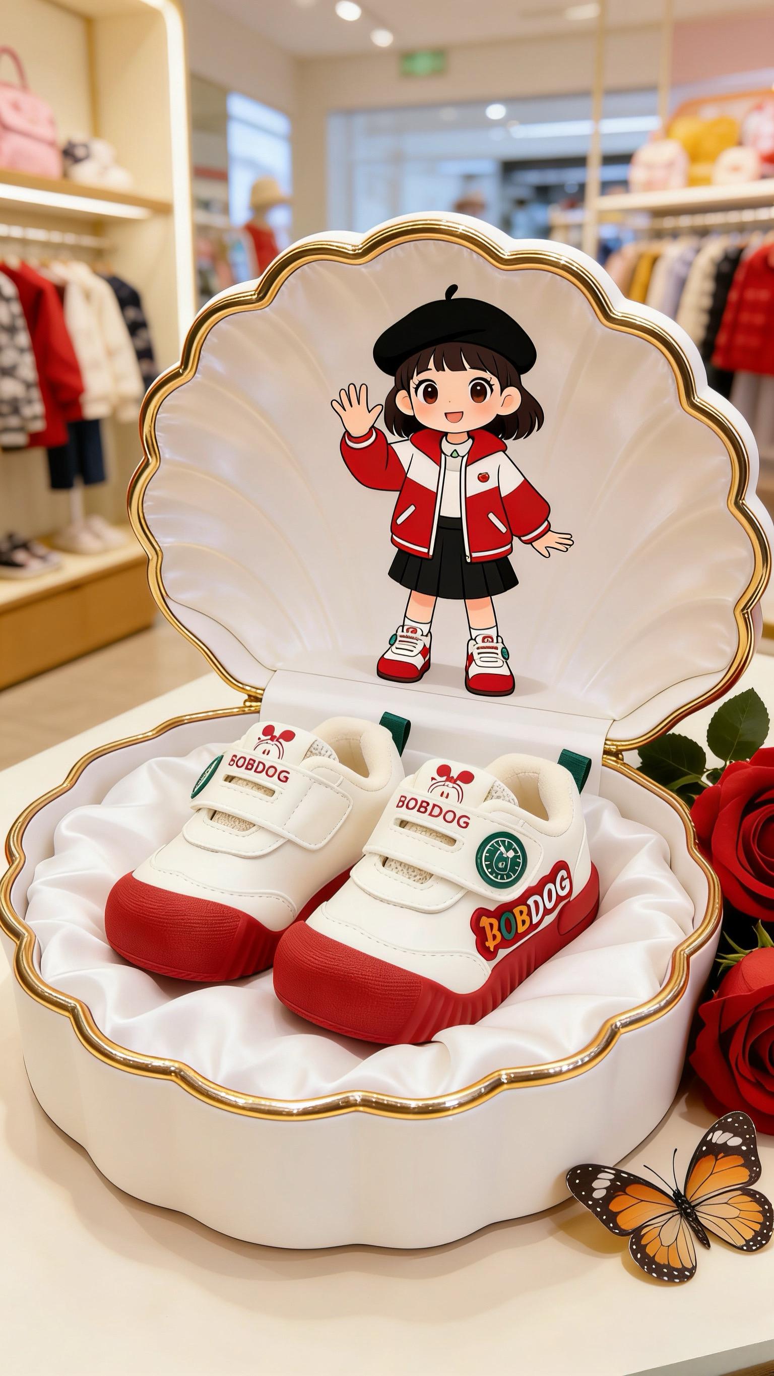 一眼就爱上的BOBDOG小鞋子，红白配色喜庆又洋气。给娃的每一份穿搭好...