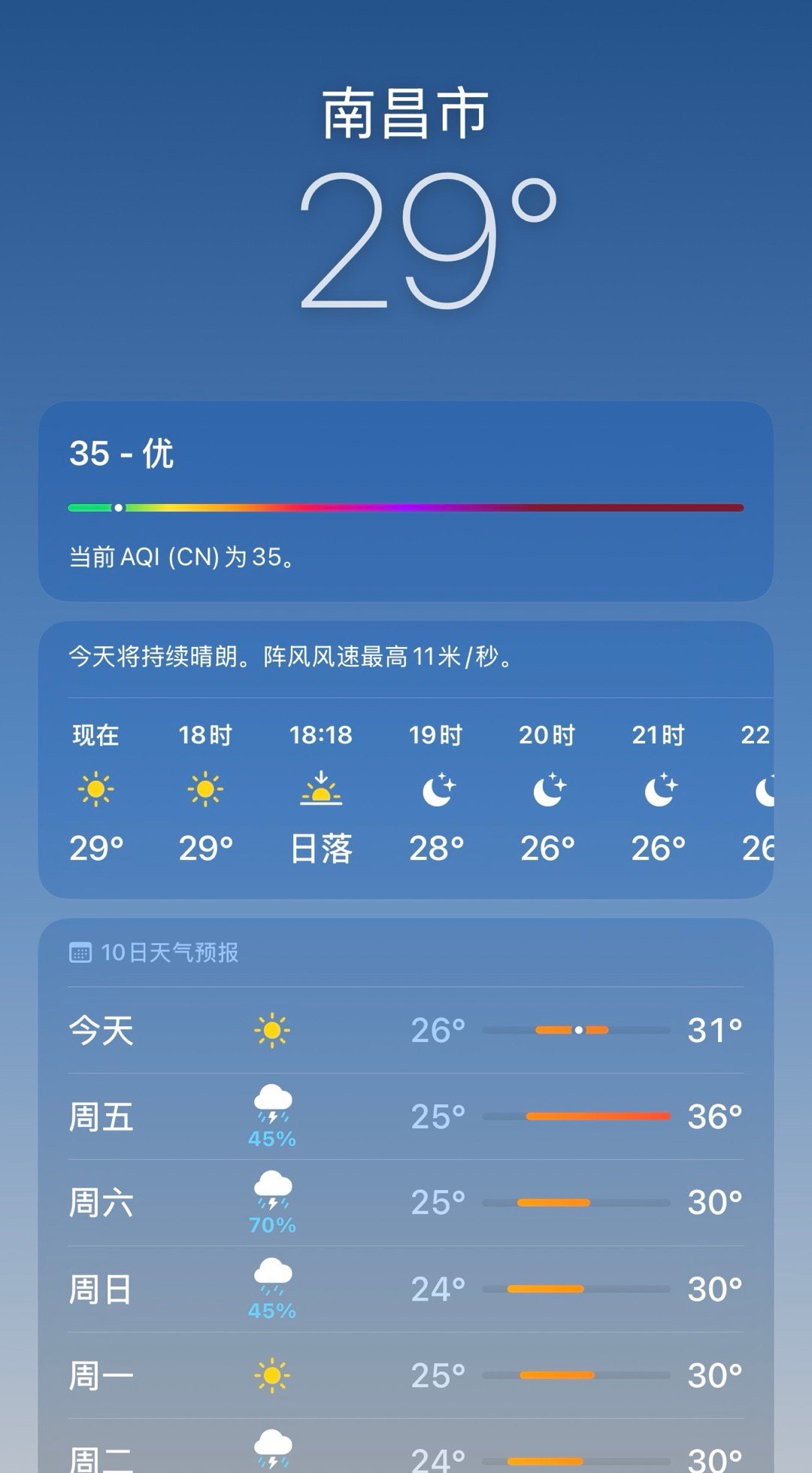 原来iPhone天气这么好用我也喜欢用iPhone自带的天气看天气，不杂乱，信息