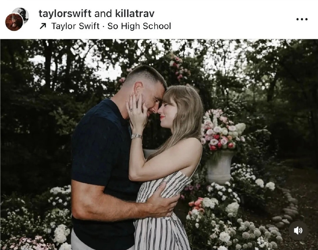 Taylor Swift 宣布与男友 Travis Kelce 订婚💐官宣照里