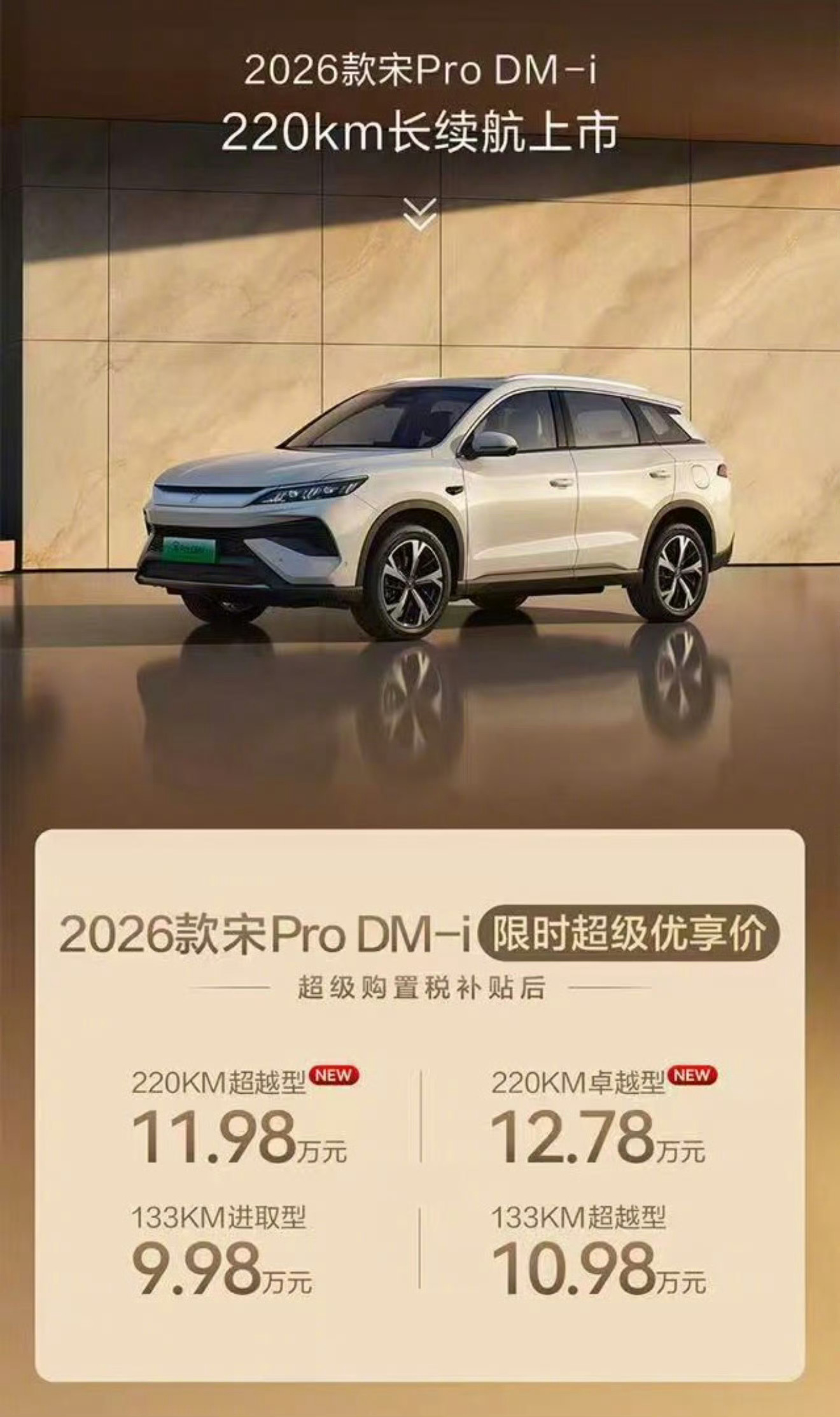 BYD太狠了宋Pro DM-i价格定在9万多  广州