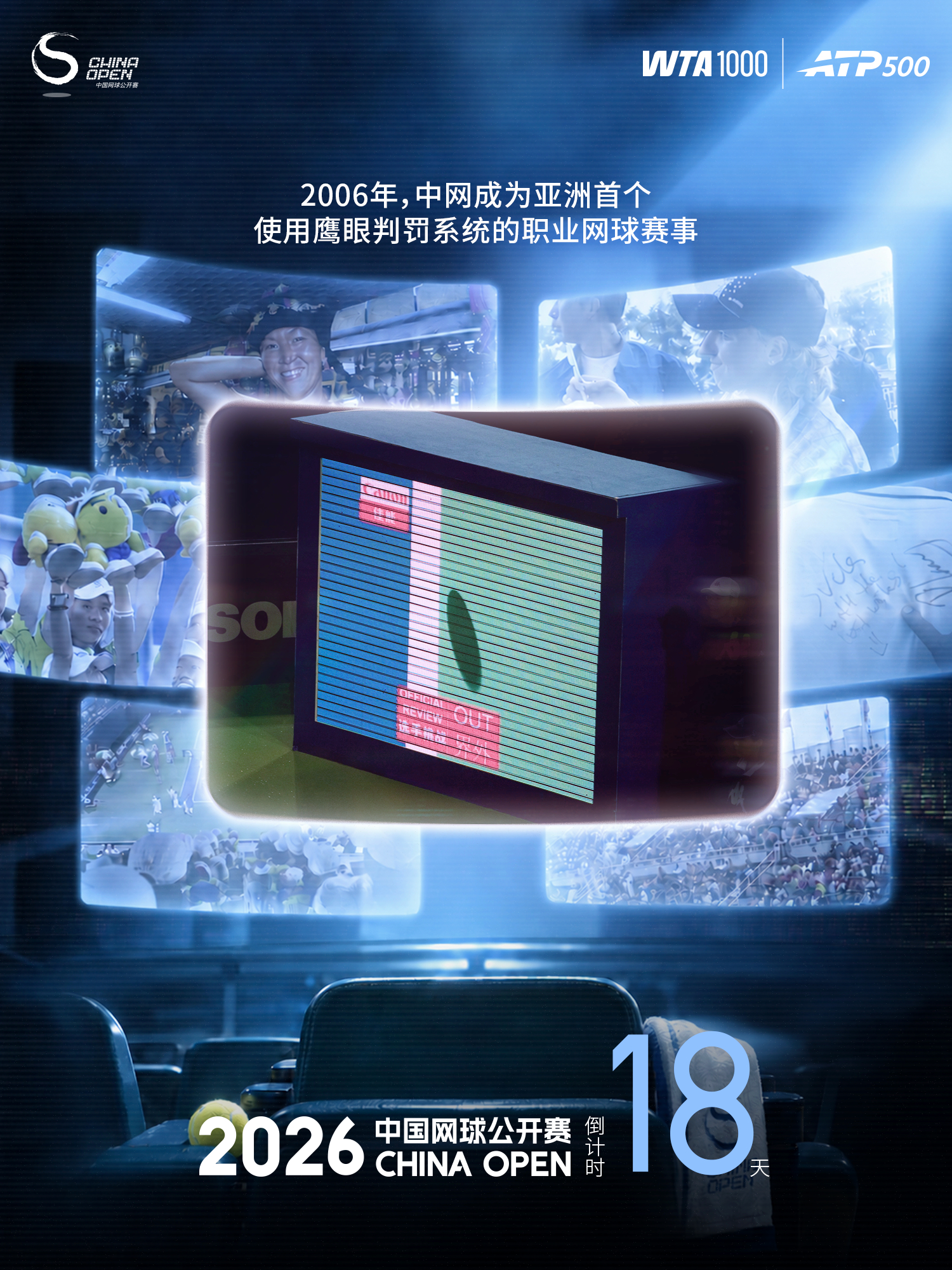 距离2026中网正赛开始还有18天！2006年，中网成为亚洲首个使用鹰眼判罚系统