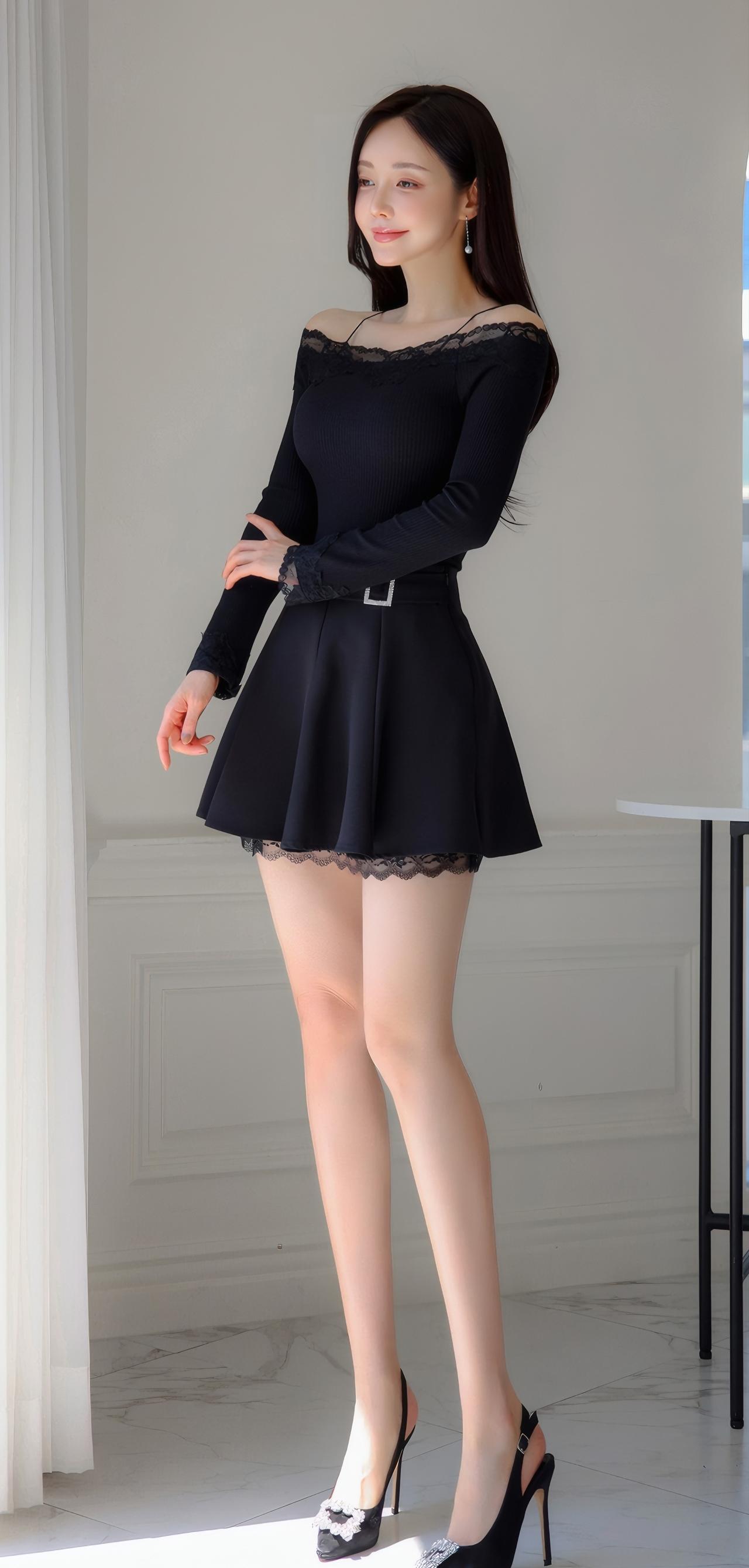 优雅黑裙，甜美笑容，尽显女性魅力！💃🏻✨