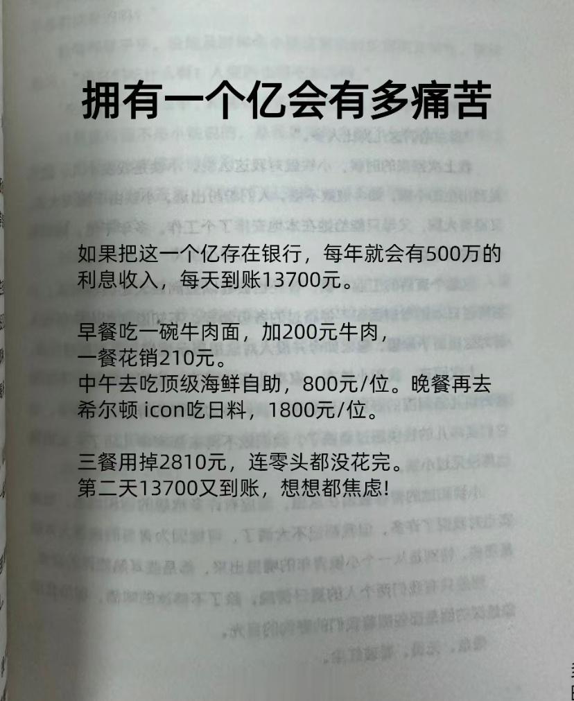 拥有一个亿会有多痛苦 ​​​