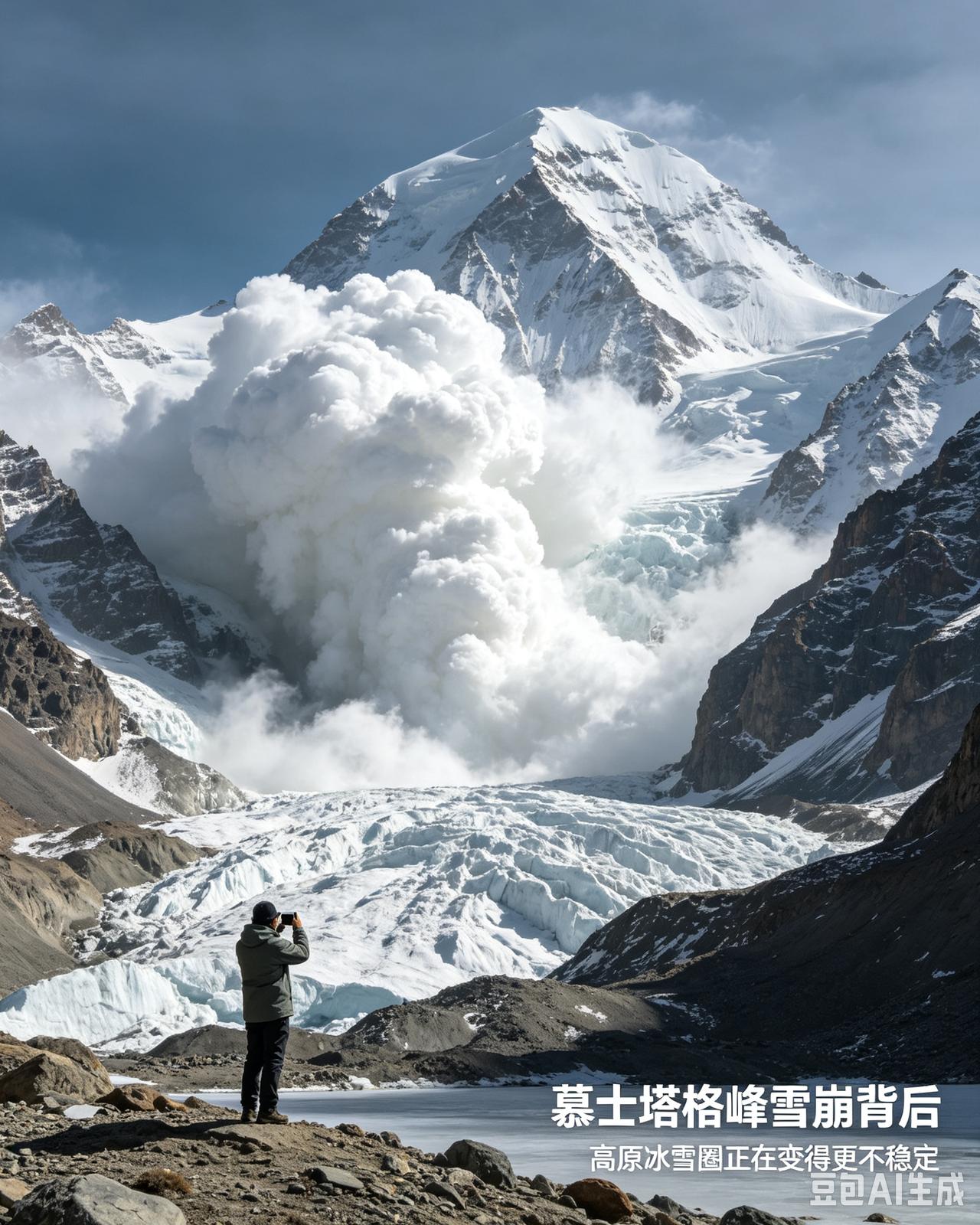 慕士塔格峰雪崩的震撼画面，再次把气候变迁的现实摆在公众眼前。雪崩只是一个表象，它