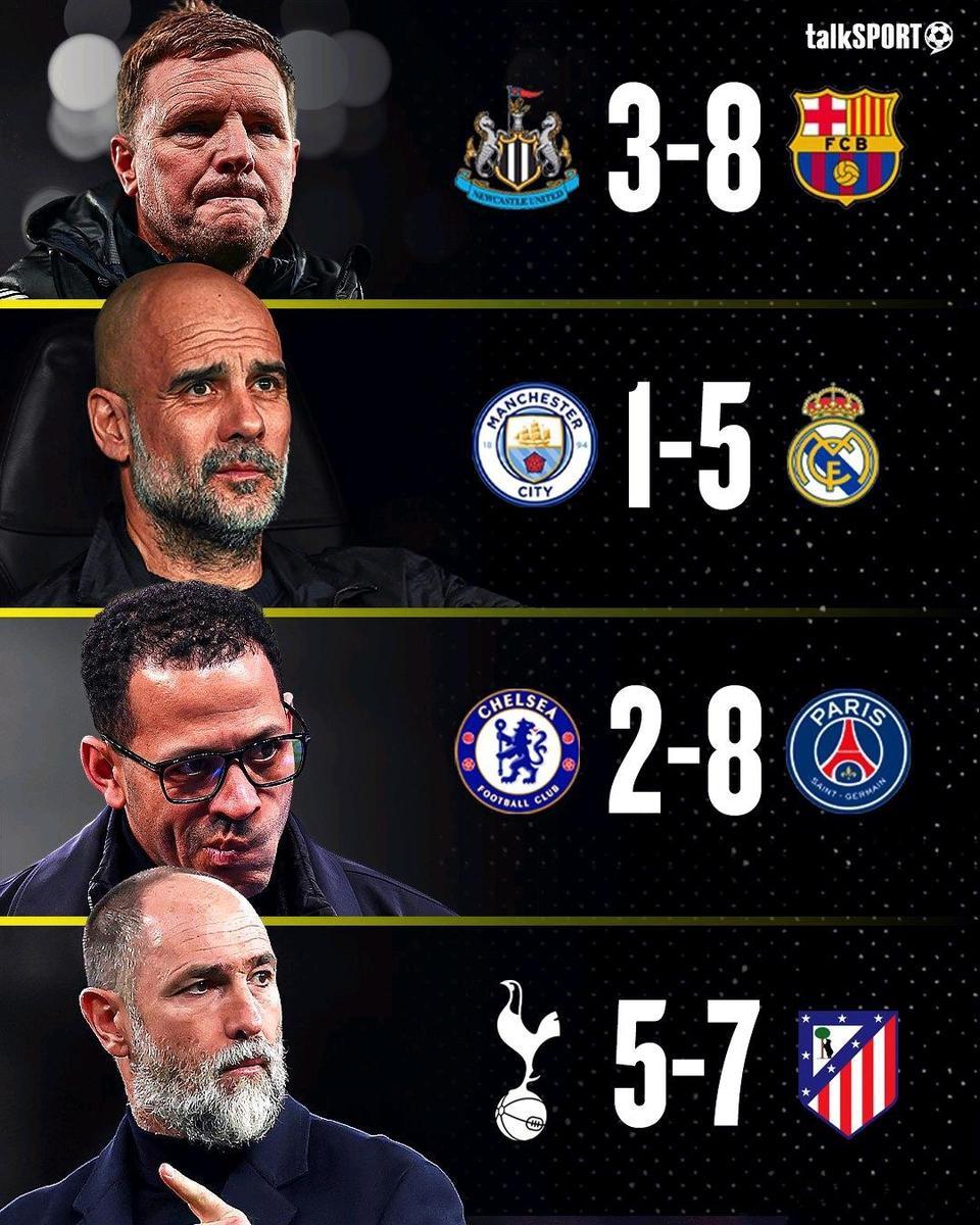 今年英超不拿欧冠冠军会被无限嘲讽！

欧冠十六强挂掉四个球队太丢脸。

还好家大