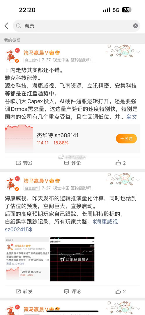 海康威视，继续锁仓后市PE高度预期，成本位置附近，也是发布过量化微观计算的，积极