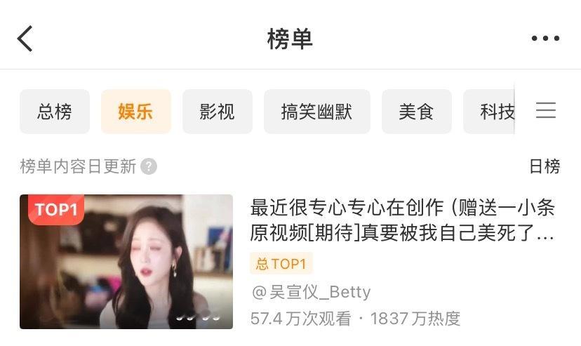 吴宣仪wxy吴宣仪有戏 这个视频竟然是飙升榜第一诶​​​