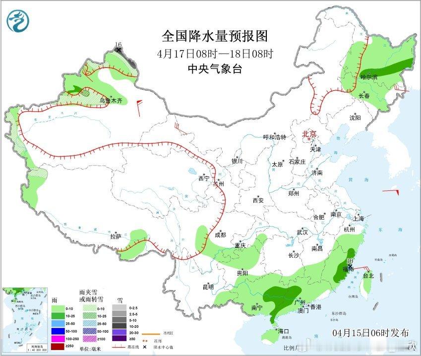 【强降水和强对流】昨天到今晨，青藏高原出现大范围降雪。主雨带维持在广西北部、贵州