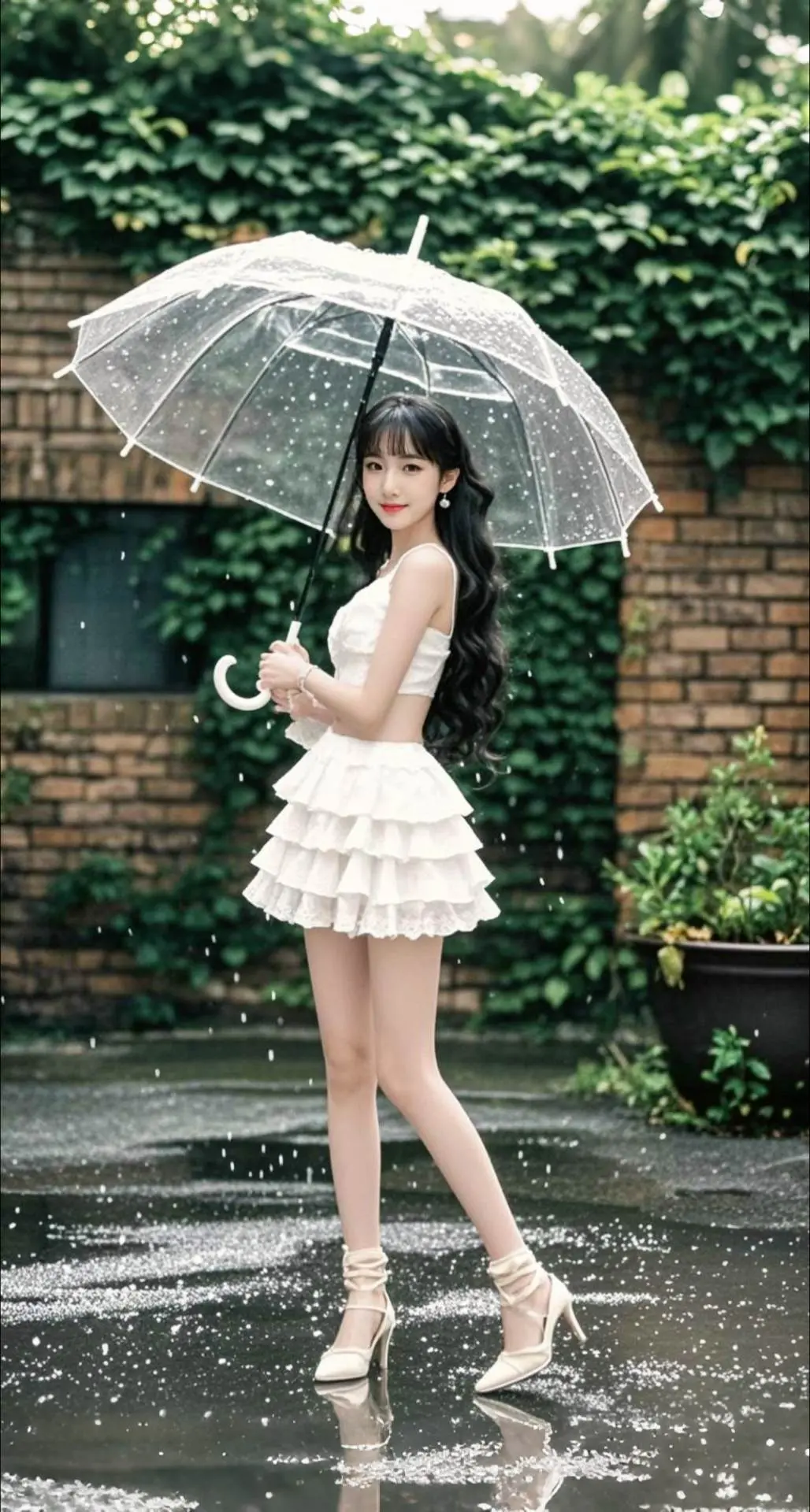 AI扩图 AI雨巷佳人