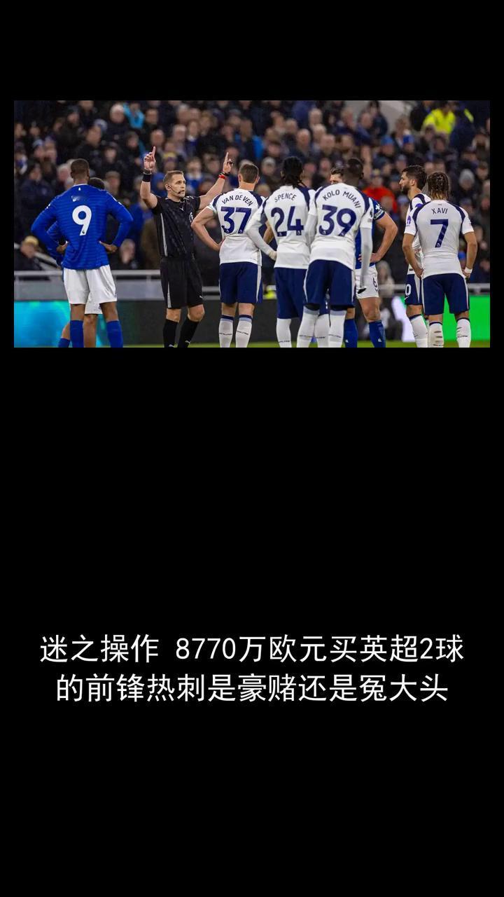 迷之操作8770万欧元买英超2球的前锋热刺是豪赌还是冤大头？
关注体育圈一起讨论