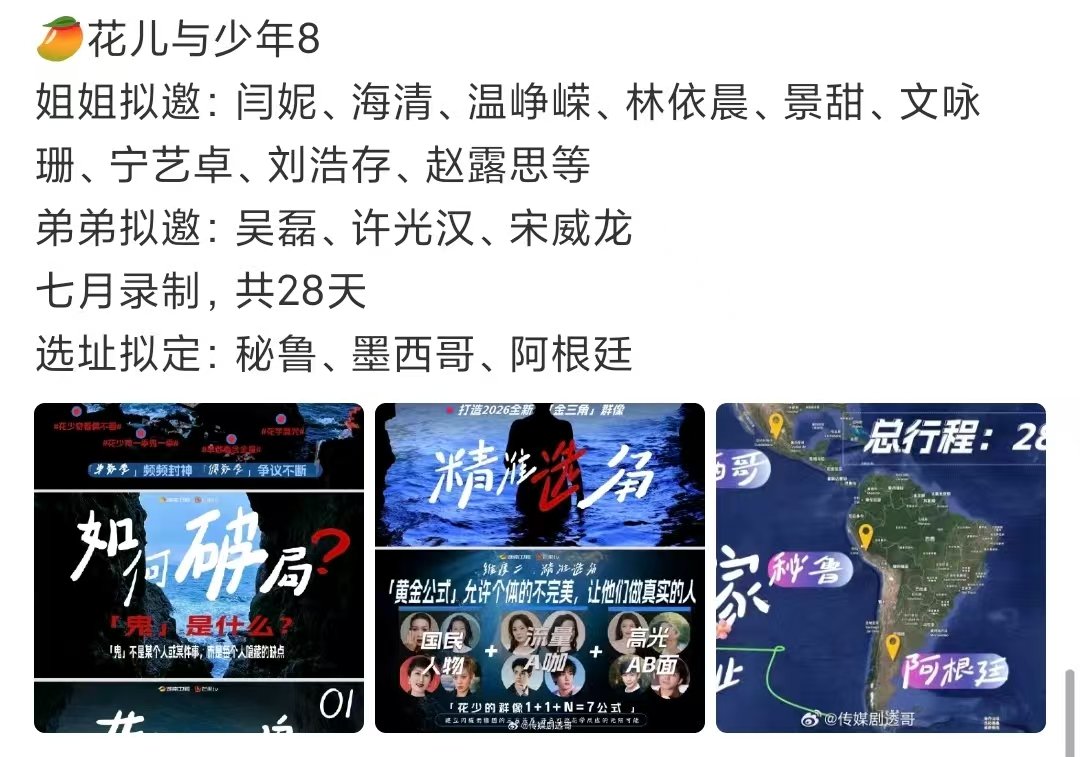 花少8拟邀姐弟花少8阵容拟邀花少8阵容拟邀 我嘞个豆 宁艺卓 赵露思 吴磊...
