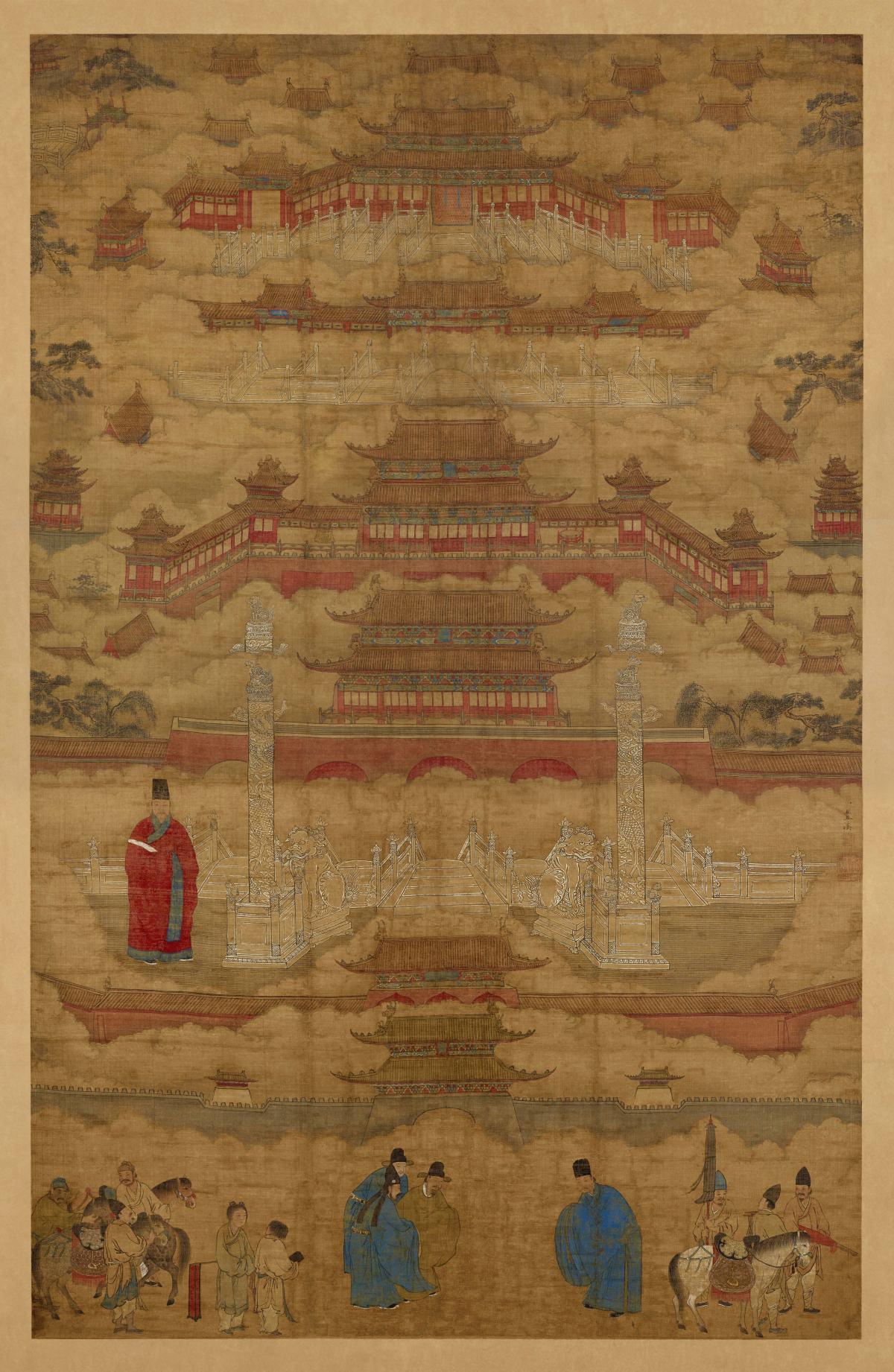 明代北京皇宫城墙的颜色，为什么是粉色？。这三张是明代紫禁城宫城图，第一...