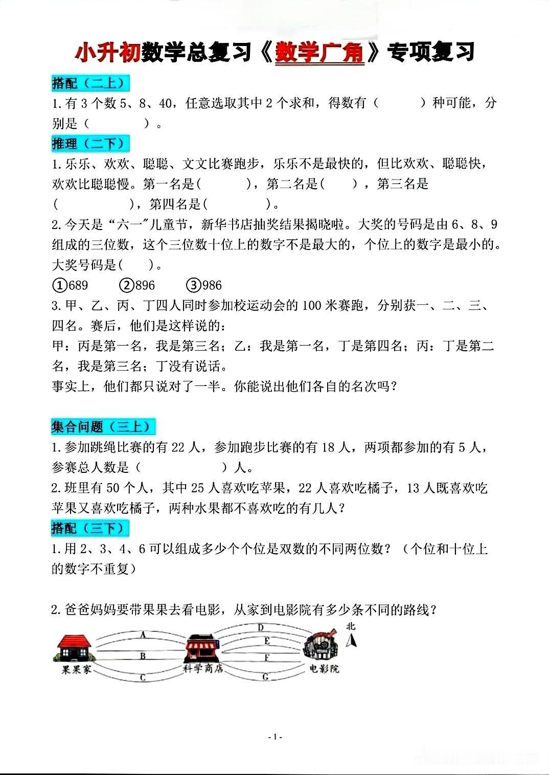 六年级下册数学总复习《数学广角》专项思维挑战，快来试试你的解题能力！🧐📚