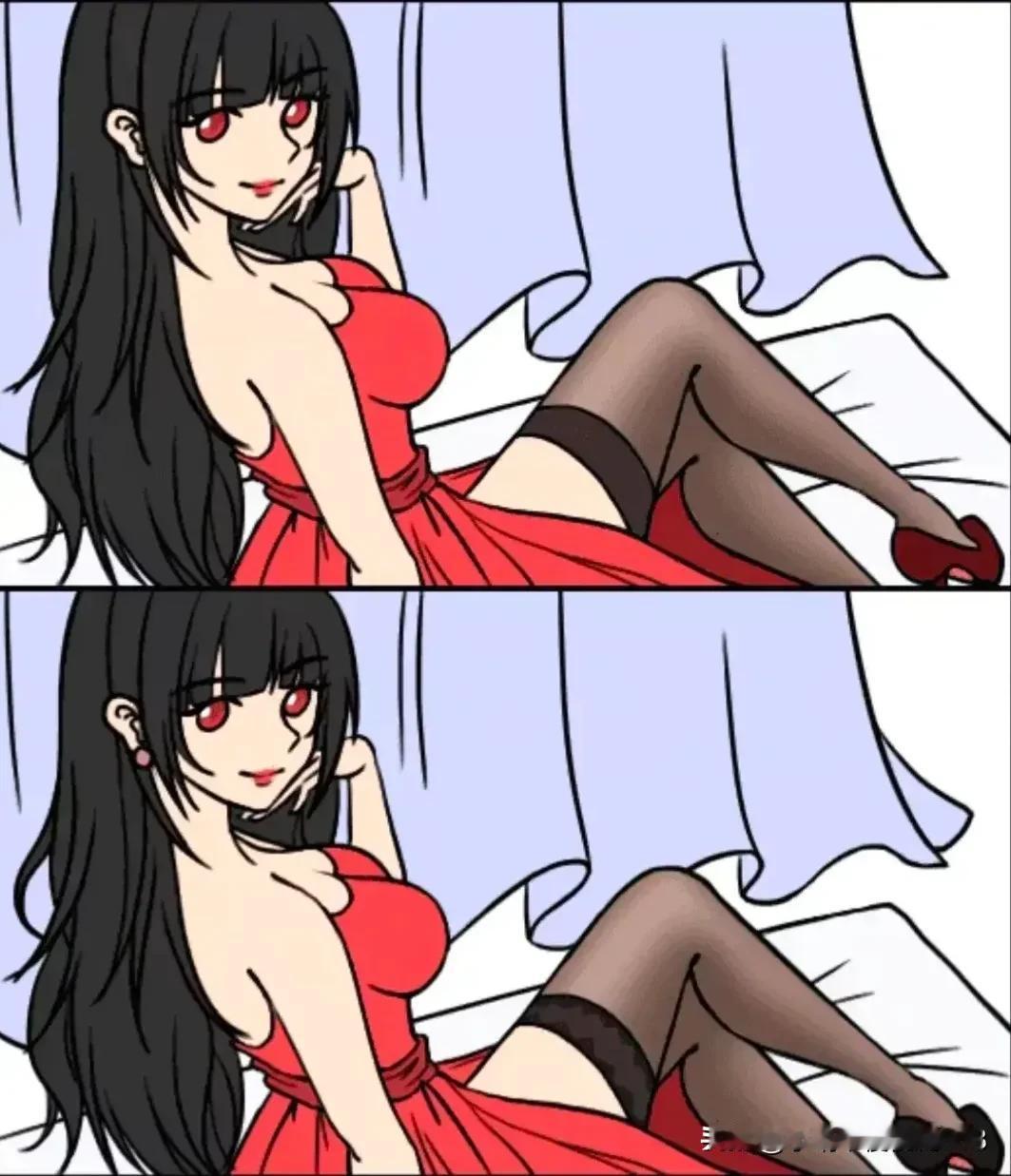 女子妖娆，妩媚倾城
考眼力5处不同找找[灵光一闪]