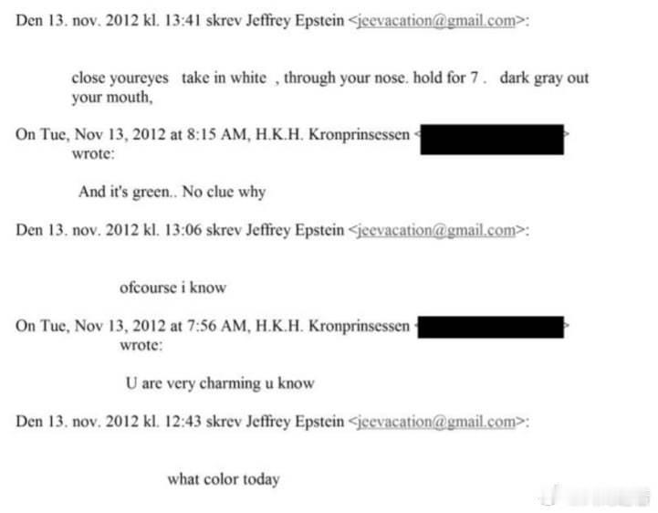 爱泼斯坦挪威王妃梅特-玛丽特与杰弗里·爱泼斯坦 2012 年的邮件往来：爱泼斯坦