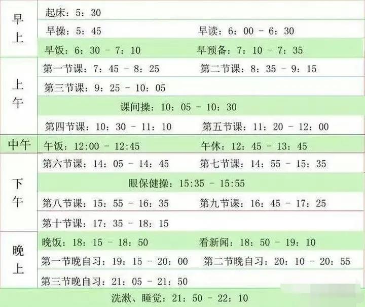 据传这是衡水中学的作息时间！
如是，孩子们实在是太辛苦了！
能不能改变呢？