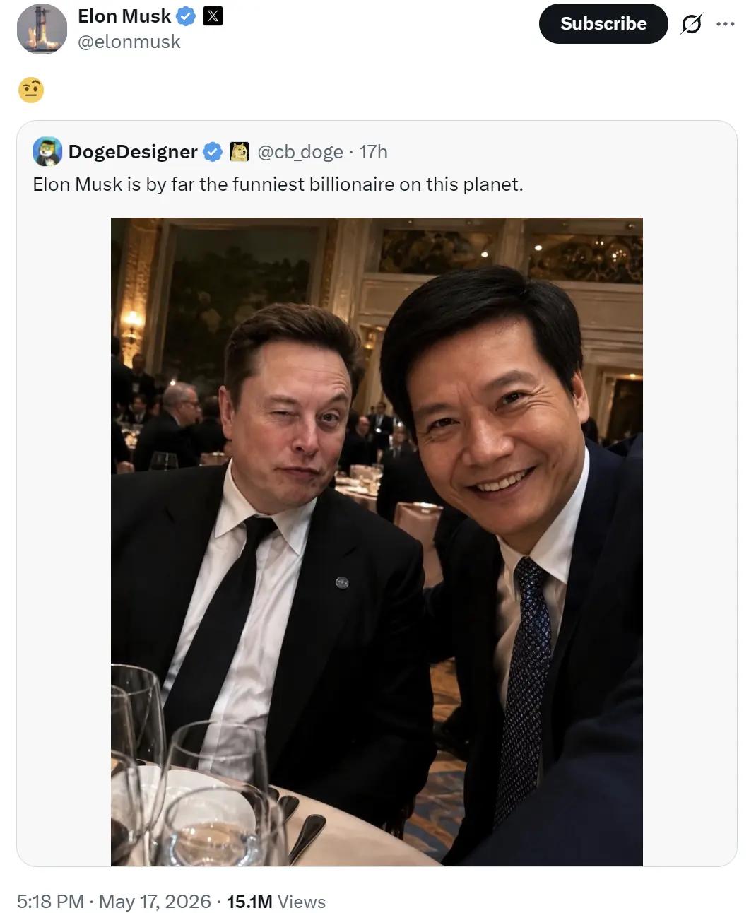 看到雷军主动去找马斯克合影，我想起刘强东曾说过：“千万别跟雷军比营销，这块我们比