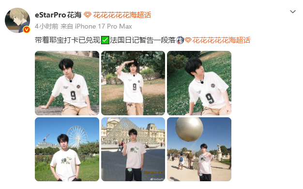 花海带着耶宝打卡巴黎耶宝也体验上巴黎生活啦，有花海陪伴一定不孤单。 