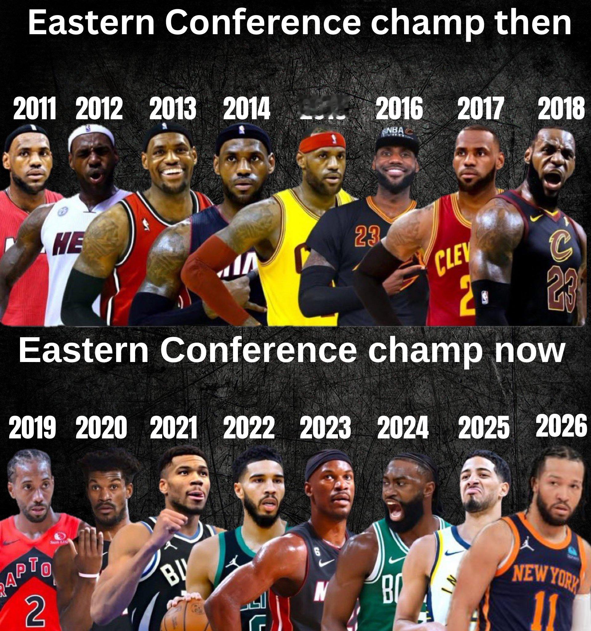 东部连续8年诞生不同的冠军球队。尼克斯vs骑士NBA