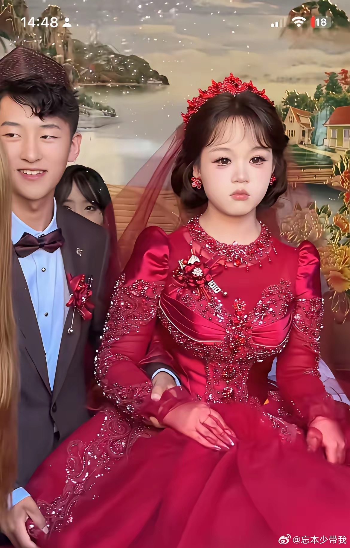 感觉新郎新娘好小啊，不过新郎很帅，新娘很漂亮 